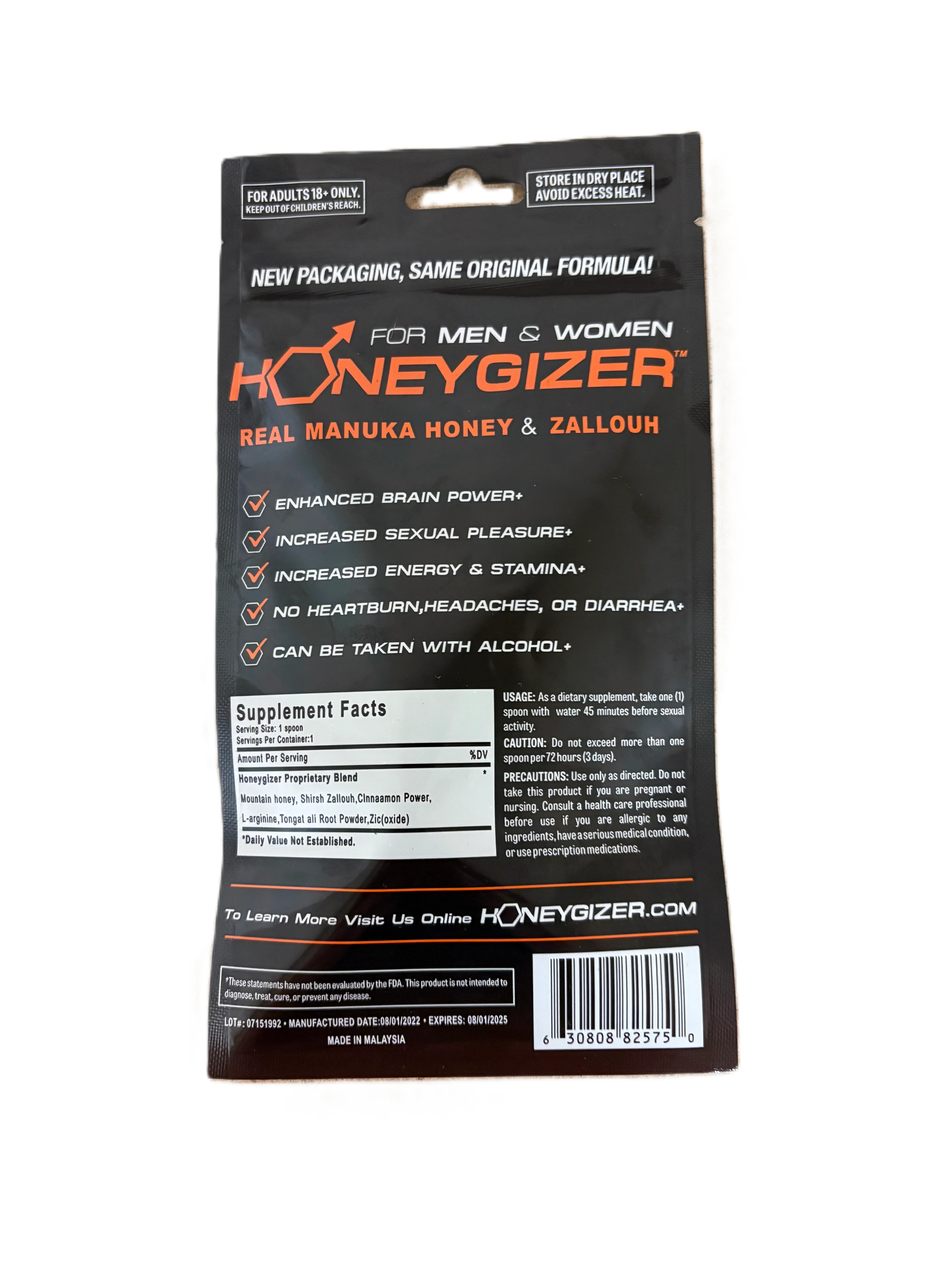 Honeygizer All-Natural Sexual Enhancement with Real Manuka Honey - 1 Spoon - Image 2