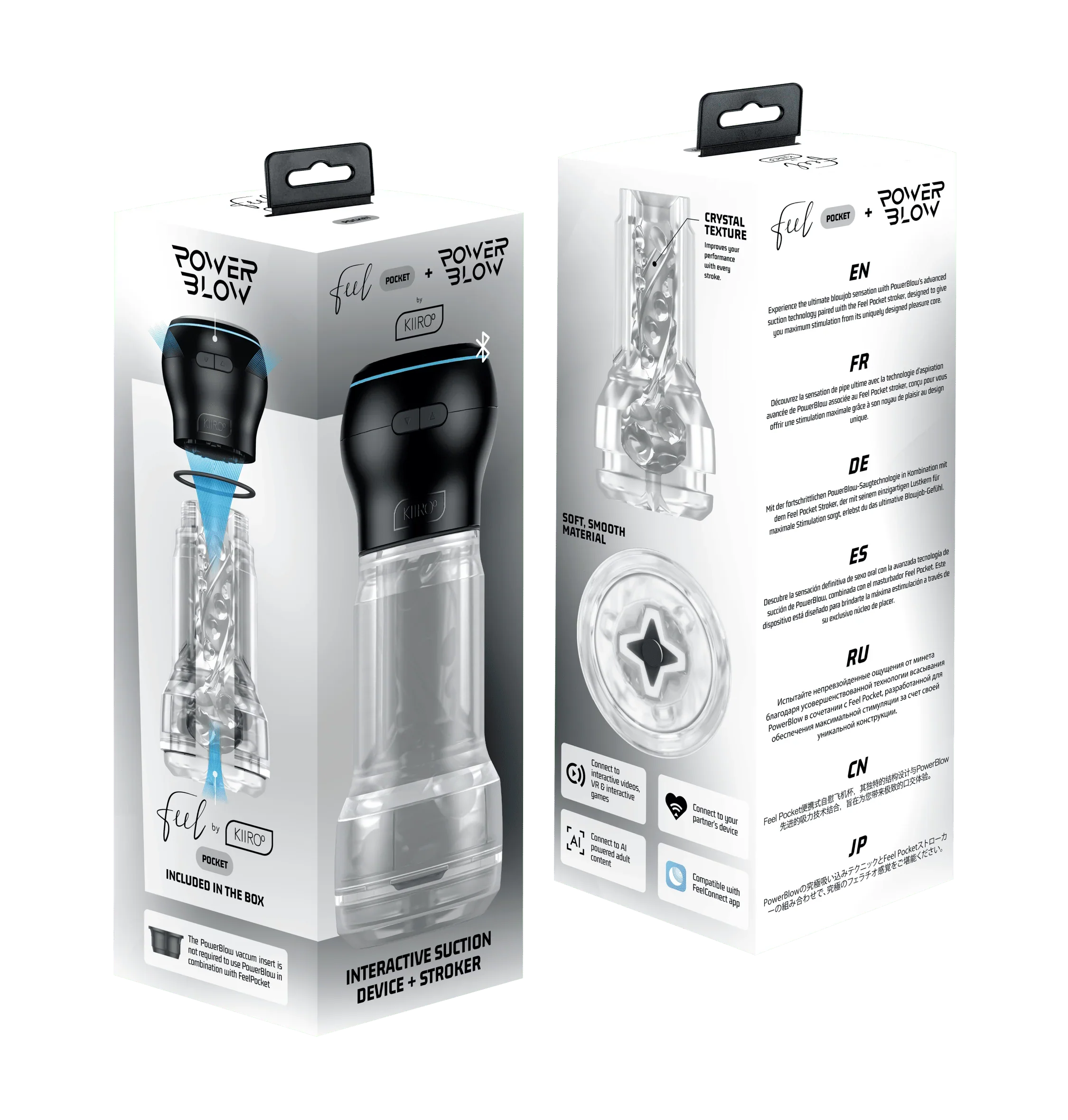 Kiiroo PowerBlow & Feel Pocket Stroker Crystal Combo Set - Image 11