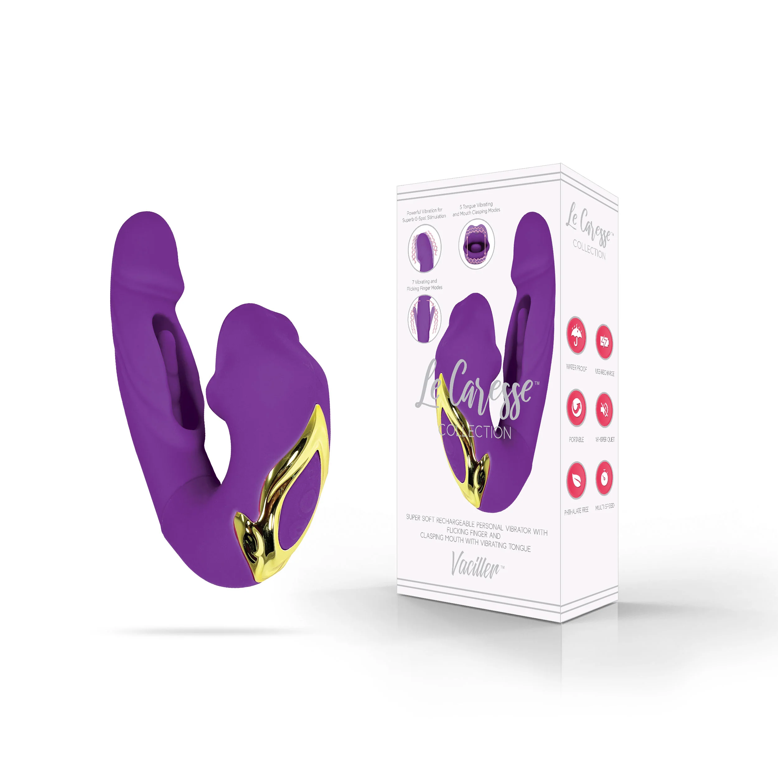 Le Caresse Vaciller Triple Function Super Soft Vibrator in Purple - Image 5
