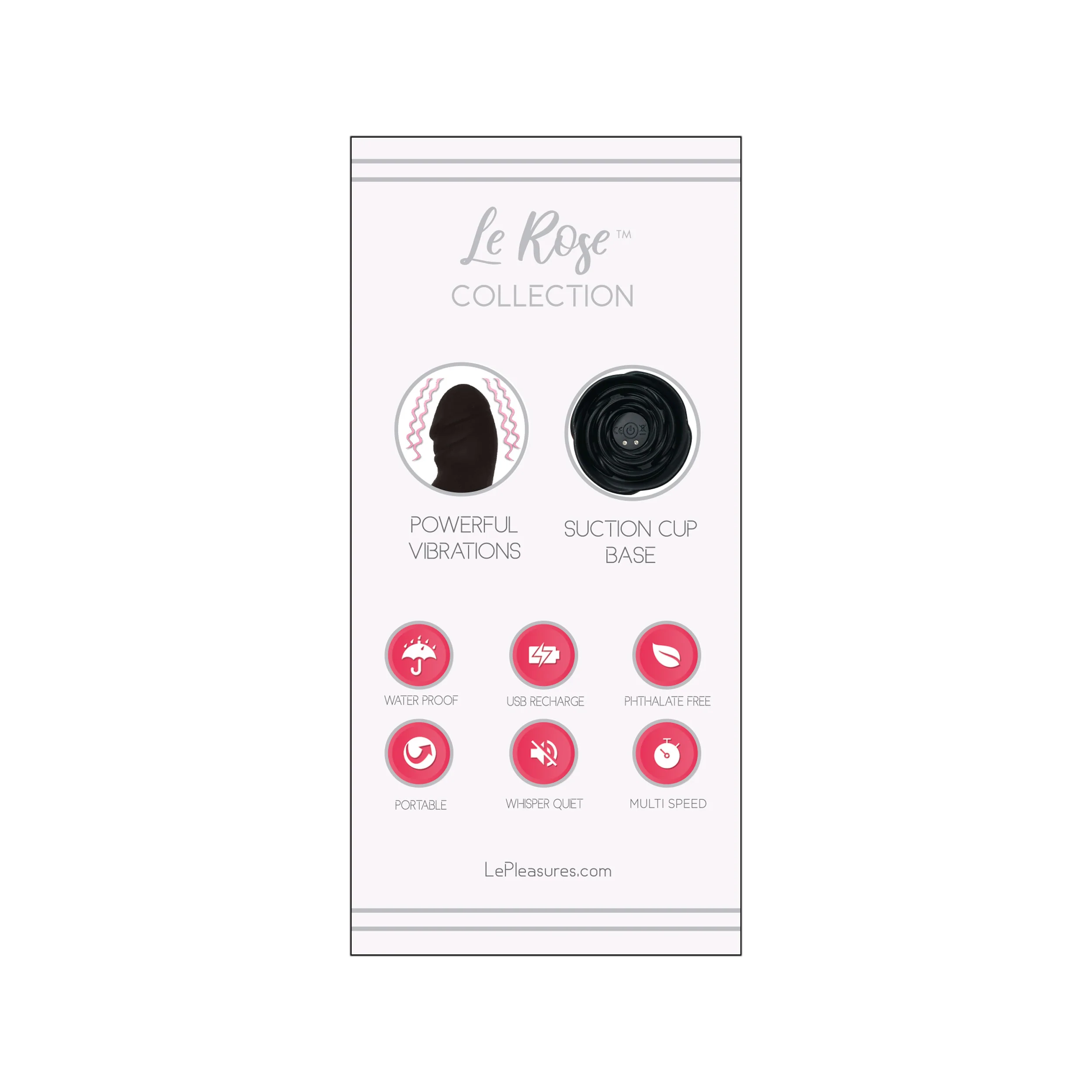 THE LE ROSE COLLECTION BOUCHON ROSE VIBRATING MASSAGER WITH REMOTE - BLACK - Image 4