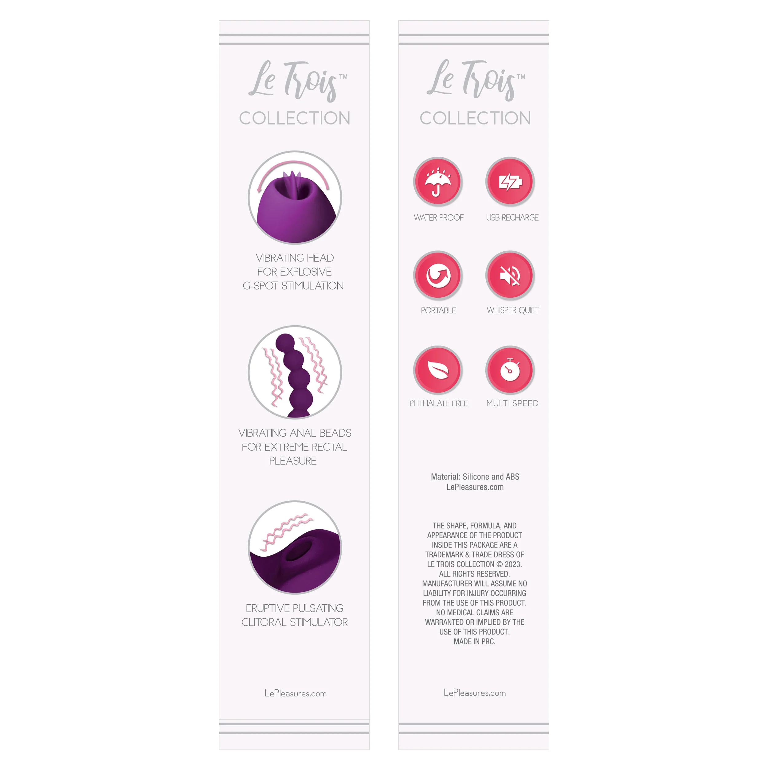 THE LE TROIS EXTREME TRIPLE ACTION VIBRATOR - PURPLE - Image 4