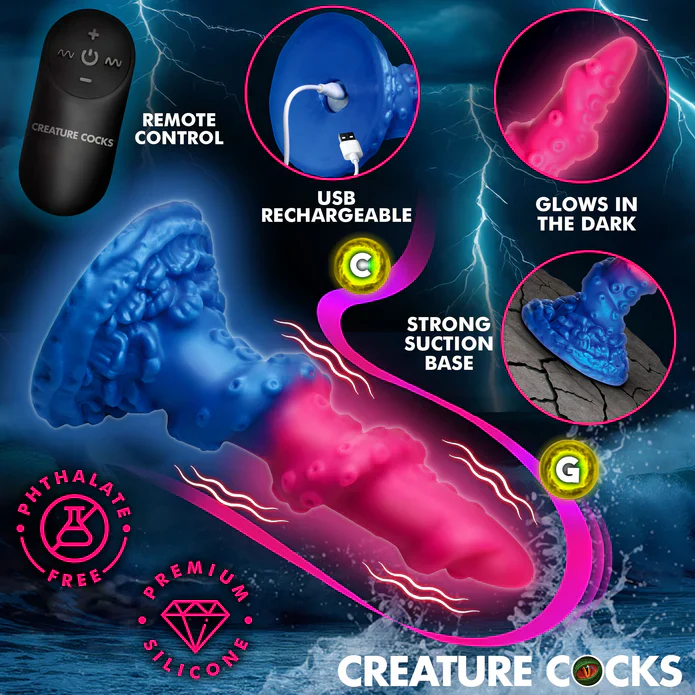 Lord Kraken Vibrating Glow-in-the-Dark Silicone Dildo by Creature Cocks - Image 3