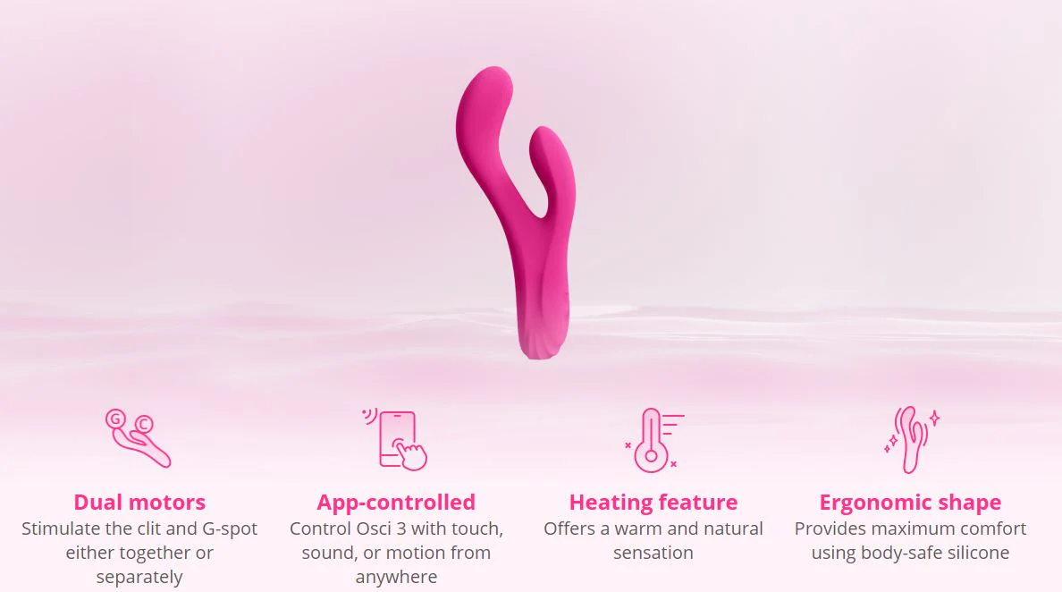 Lovense Osci 3 Remote-controlled Heating Thumper Rabbit Vibrator - Pink - Image 6