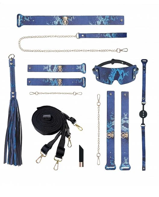 Luxury Traveler Bondage Collection in Blue Faux Snakeskin with Bag - Image 2
