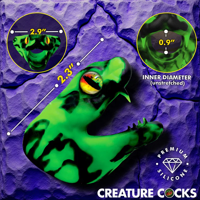Master Cobra Silicone Cock Ring in Green by Creature Cocks - Image 3