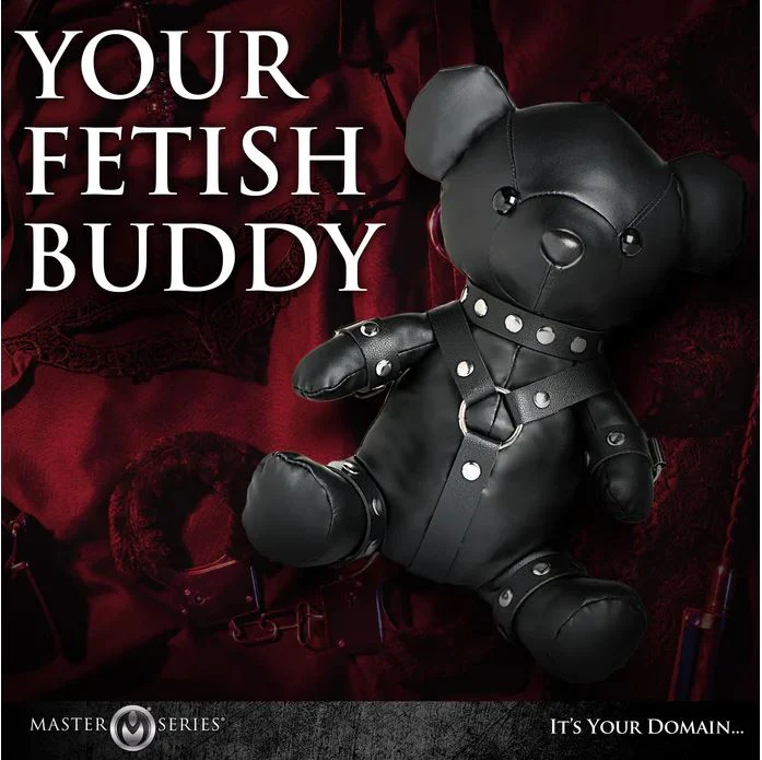 Master Series Black Gimp Plush Teddy Bear - Image 3
