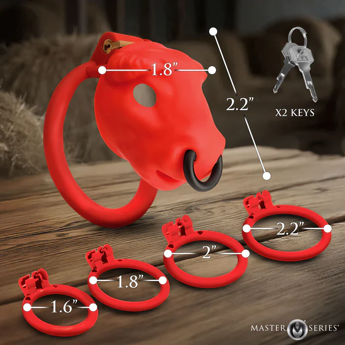 Master Series Bull Chastity Cage in Red - Image 3