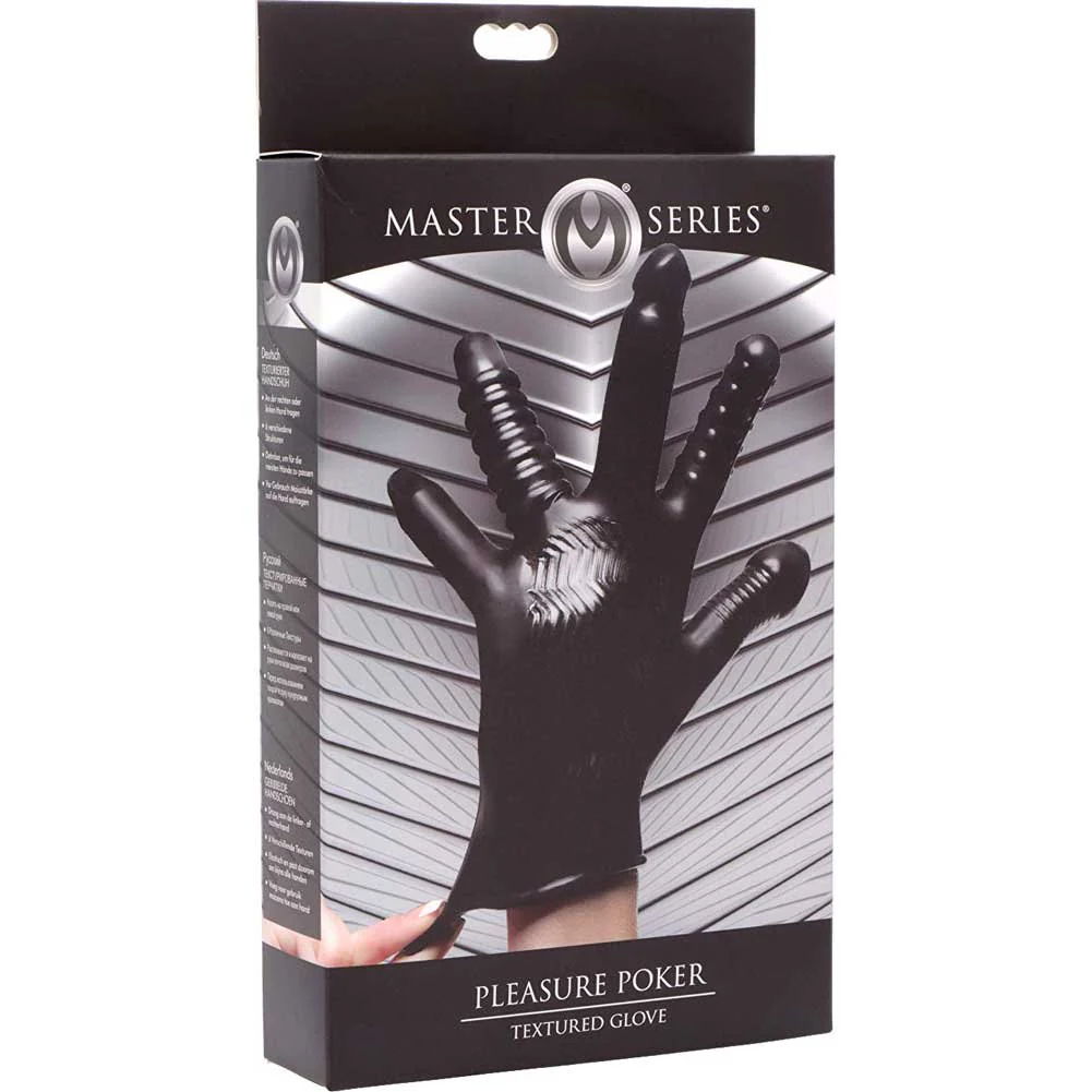 Master Series Pleasure Poker Textured Glove - Black - Image 5