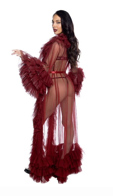 Merlot Voguish Glam Luxury Mesh Robe - Image 2