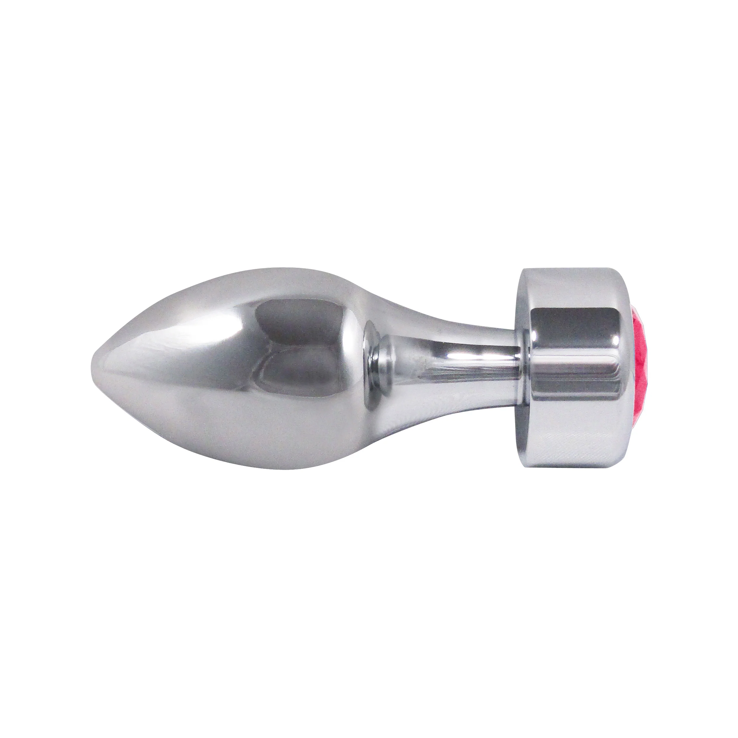 Metal Pleasure Play Silver Anal Plug - Pink Jewel - Image 2