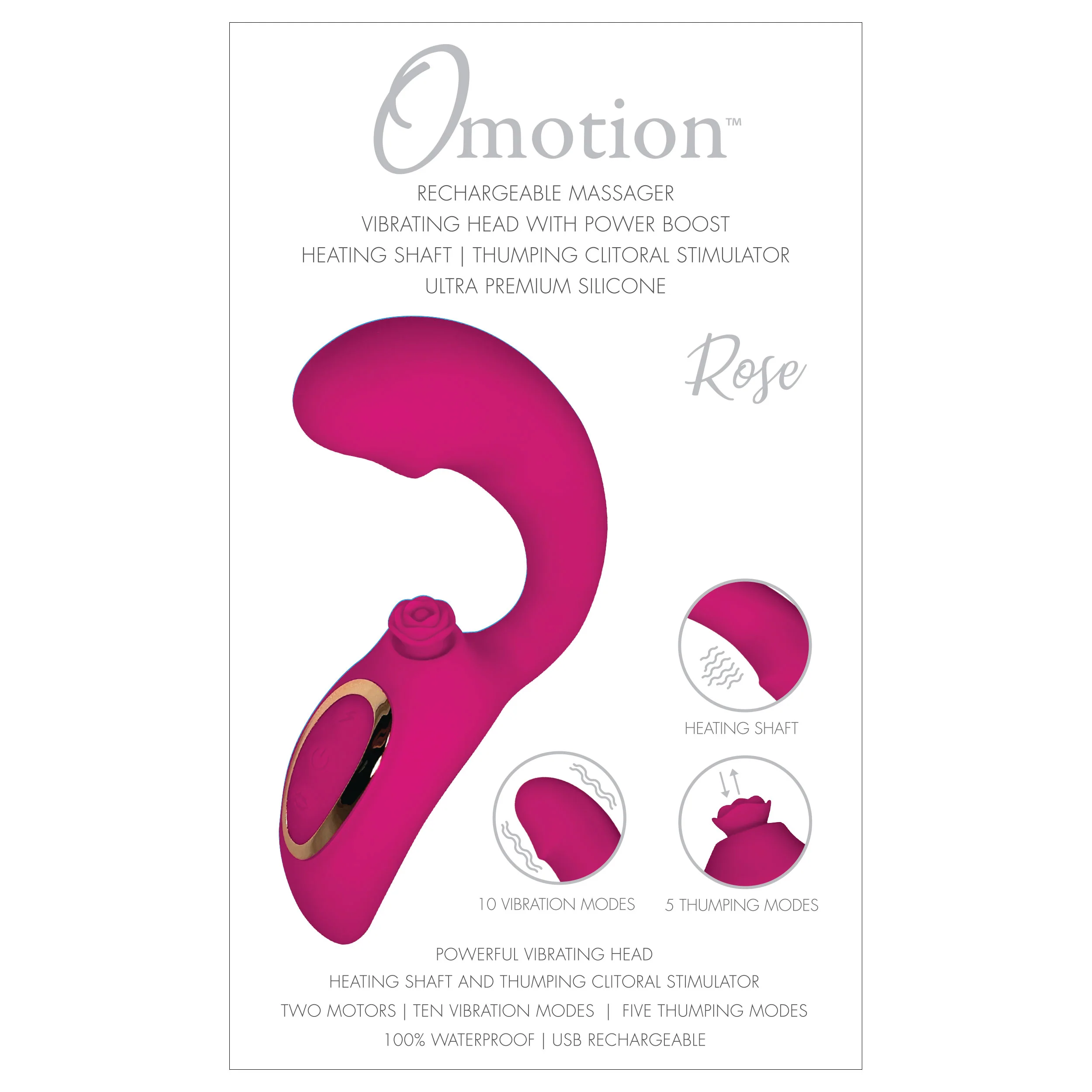 Omotion Rose Dual-Action Heating and Thumping Vibrator - Image 2