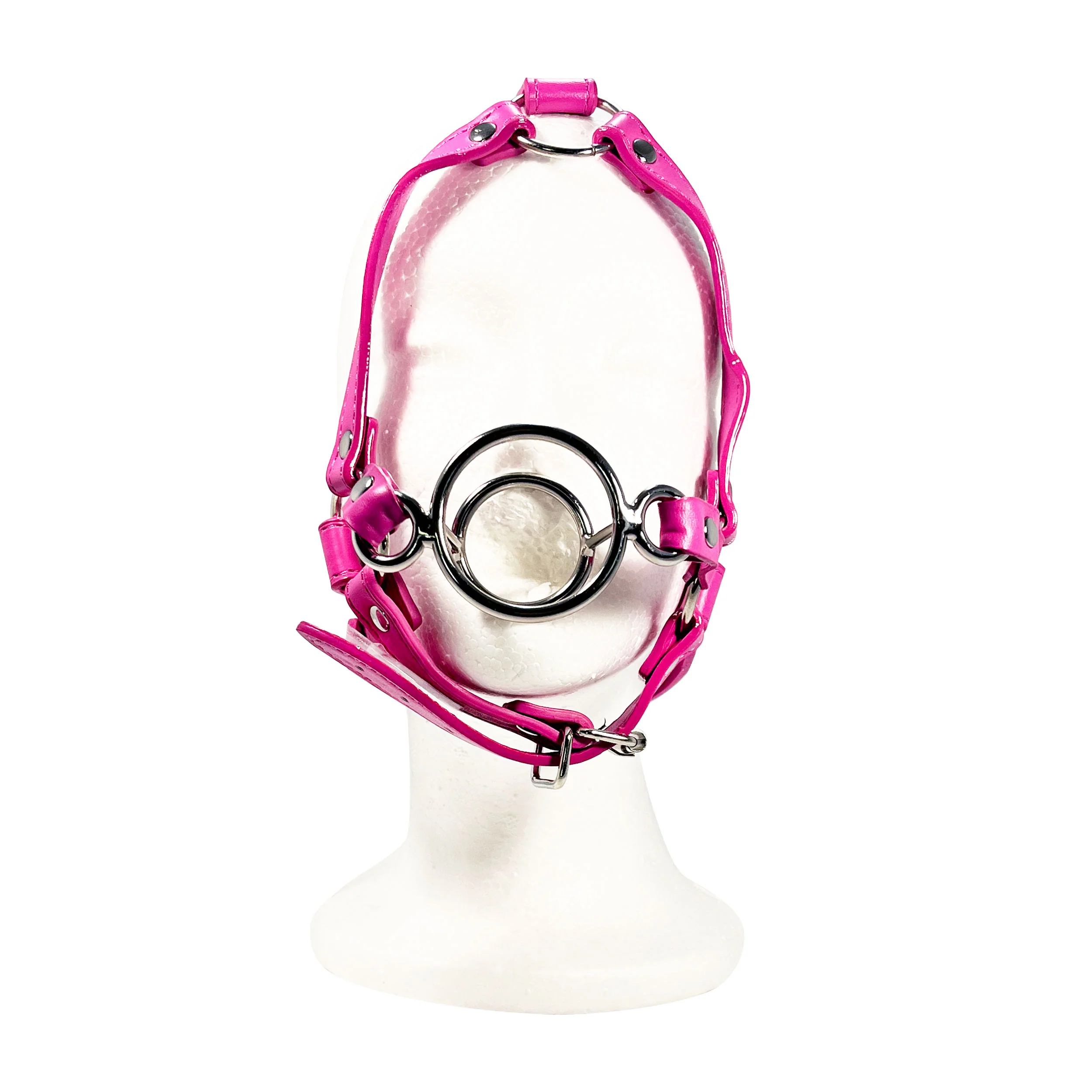 Open Mouth O-Ring Gag by Fetish Pleasure Play in Pink - Image 3