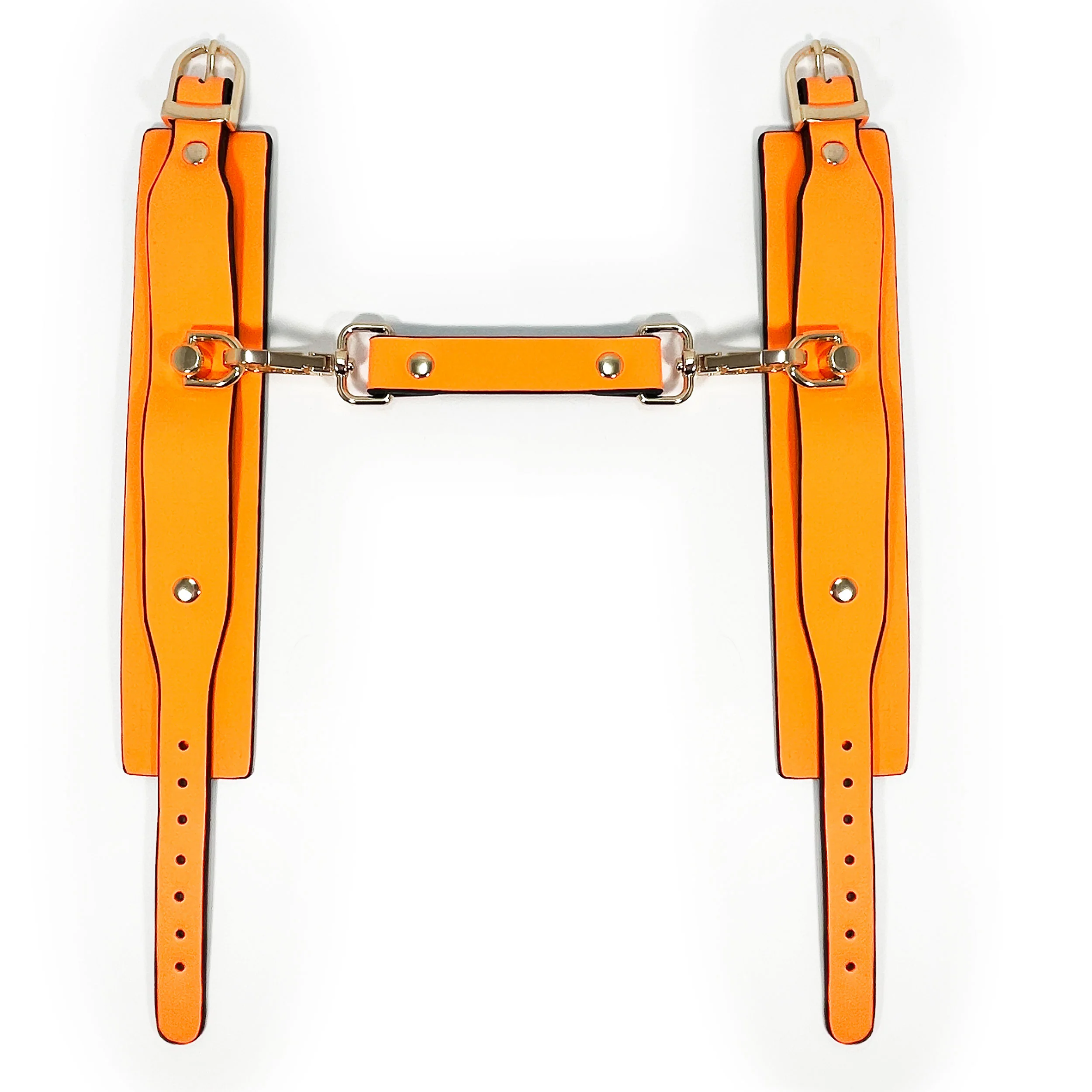 Orange Glow in the Dark Wrist Cuffs by Fetish Pleasure Play - Image 2