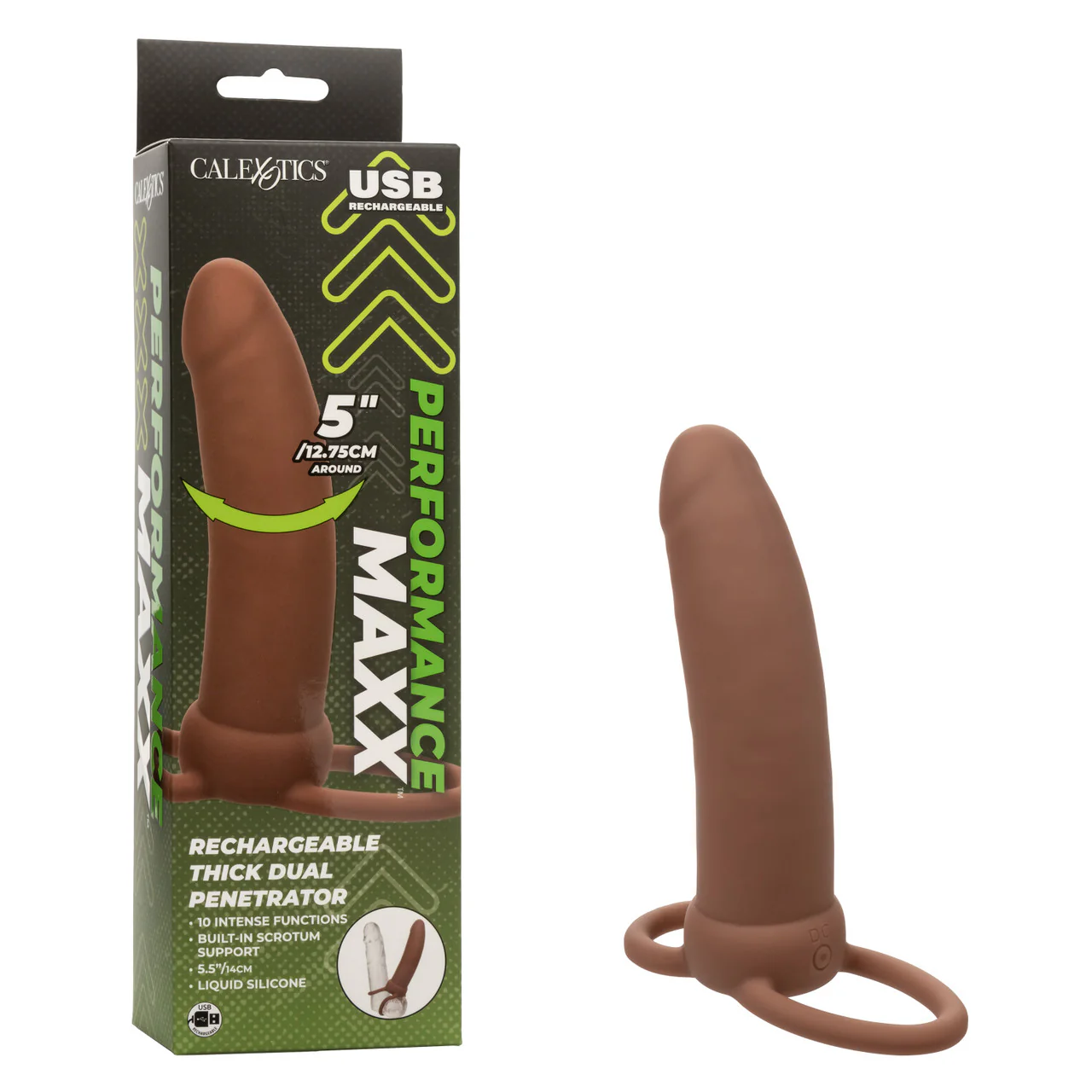 Performance Maxx Rechargeable Dual Penetrator in Brown - Image 3