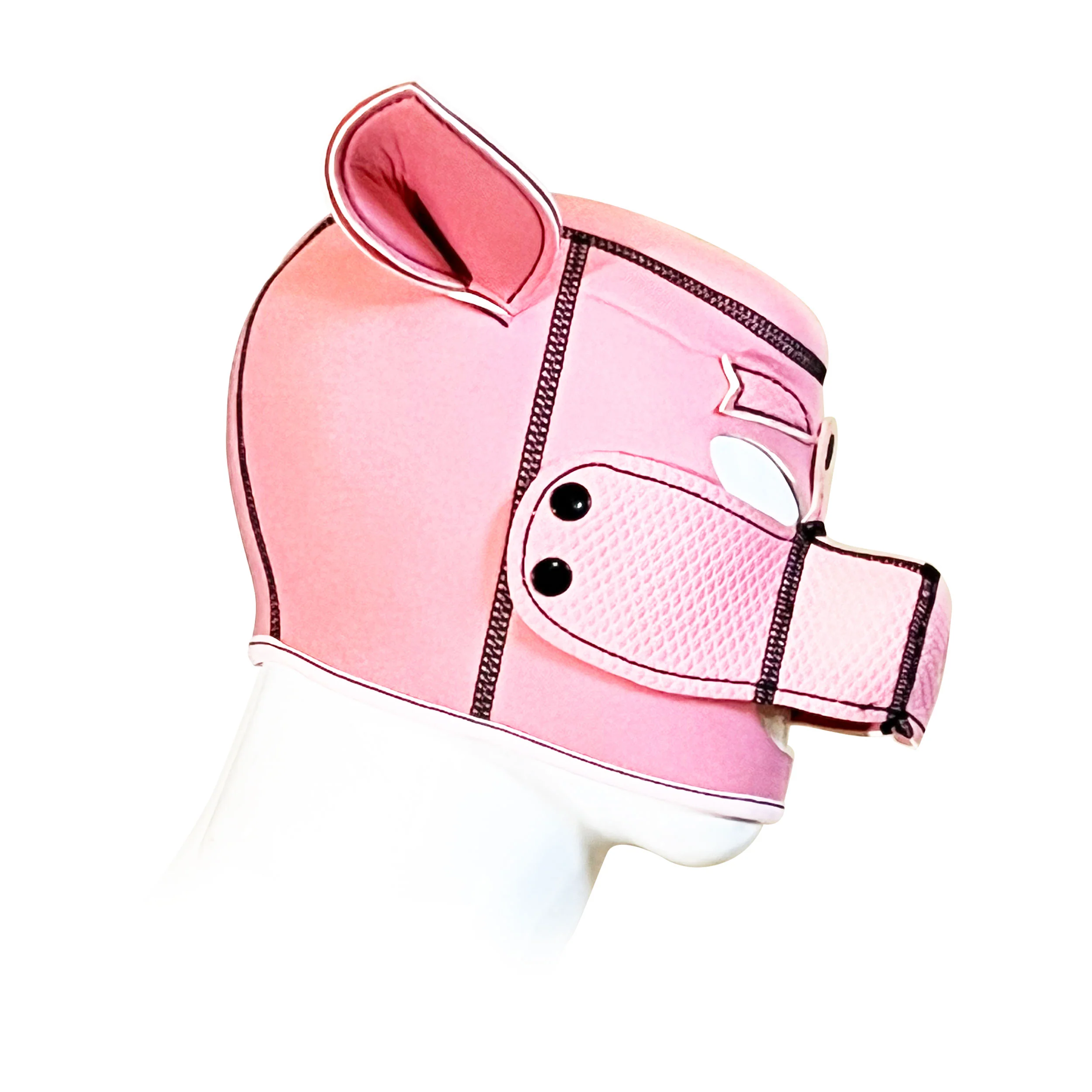 Pink Pig Neoprene Confining Hood by Fetish Pleasure Play - Image 2