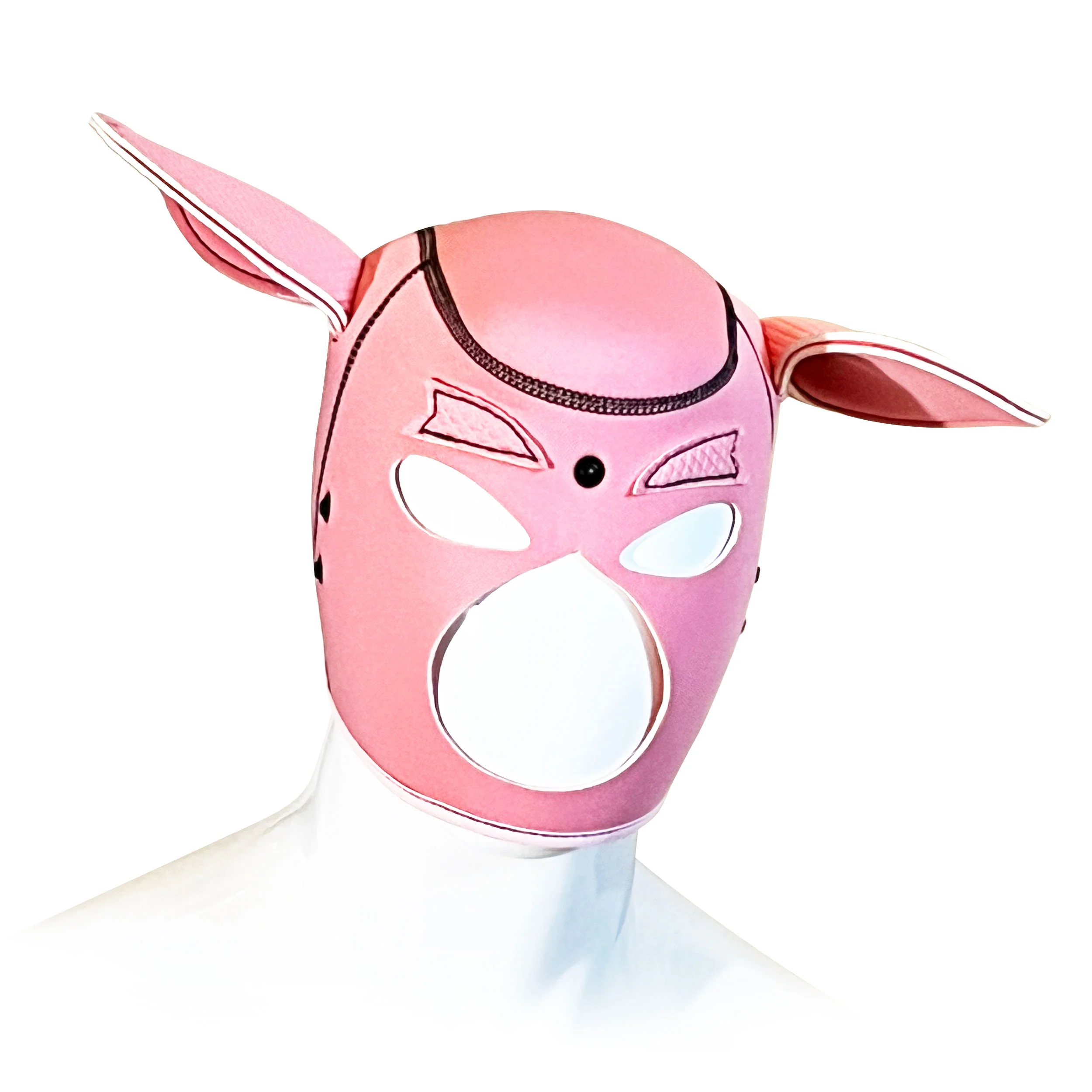 Pink Pig Neoprene Confining Hood by Fetish Pleasure Play - Image 4