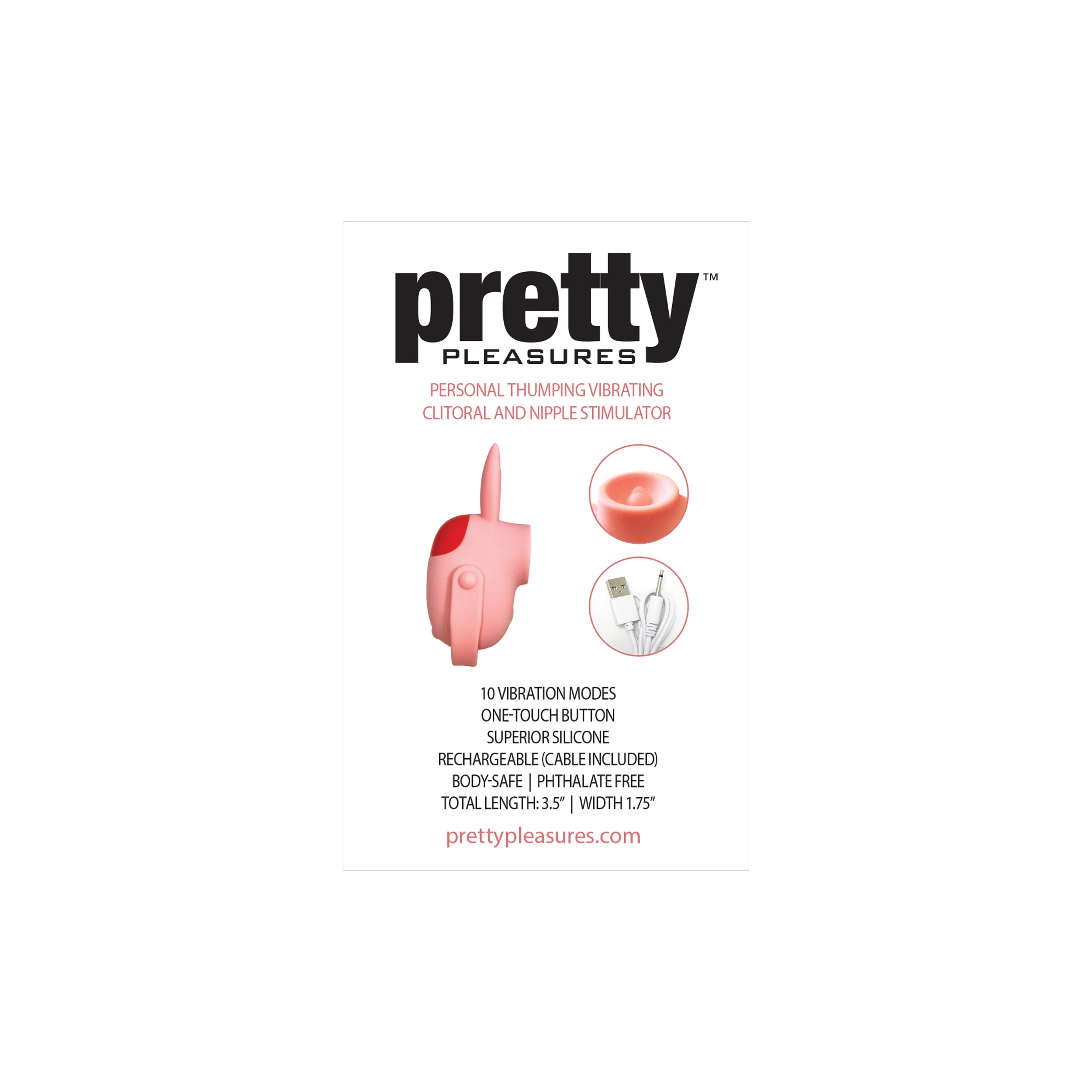 Pretty Pleasures Personal Pink Bunny Thumping Vibrating Stimulator - Image 3