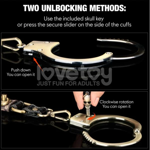 Rebellion Reign Heavy Metal Bronze Handcuffs by LoveToy - Image 4