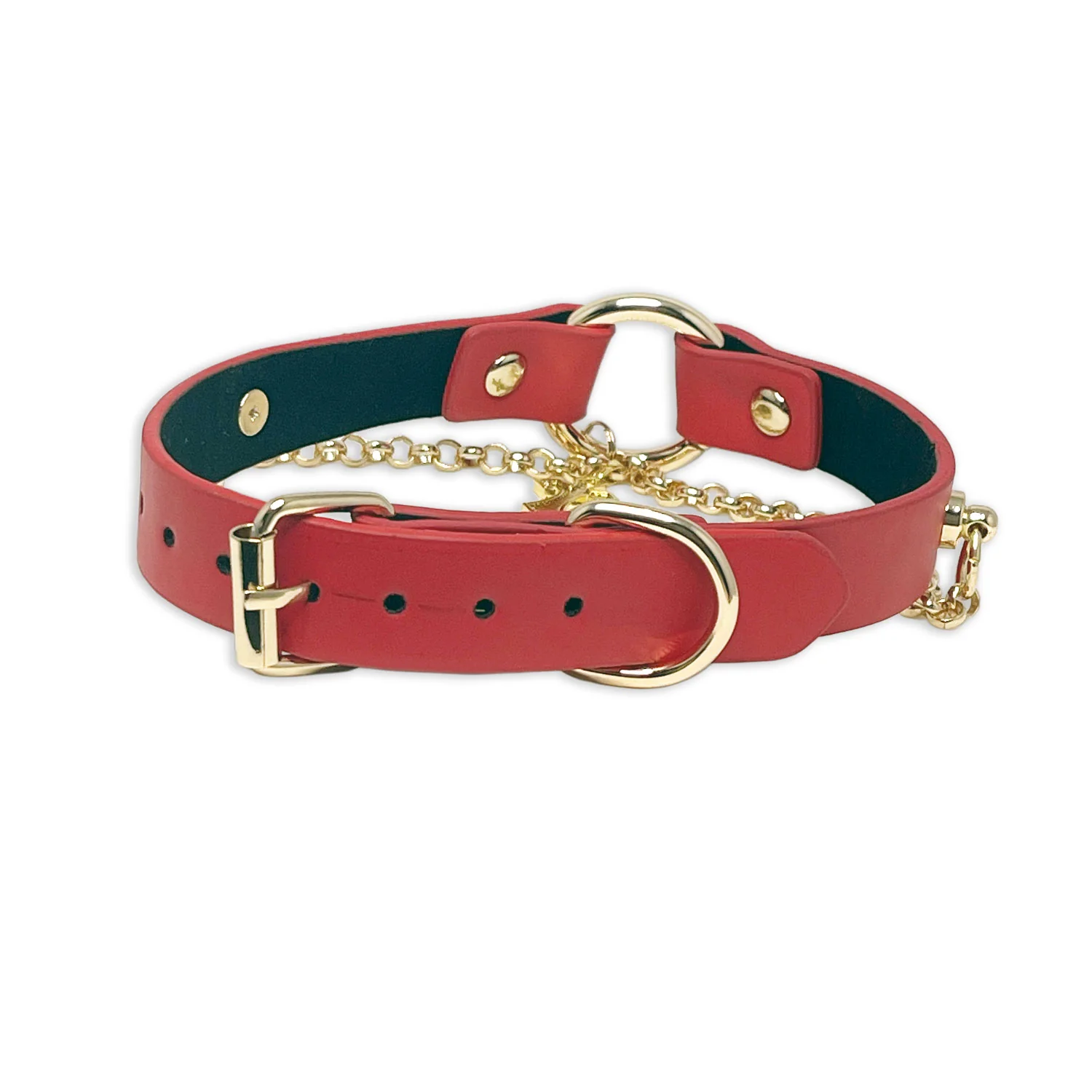 Red Vegan Leather Cross Necklace Collar by Fetish Pleasure Play - Image 2