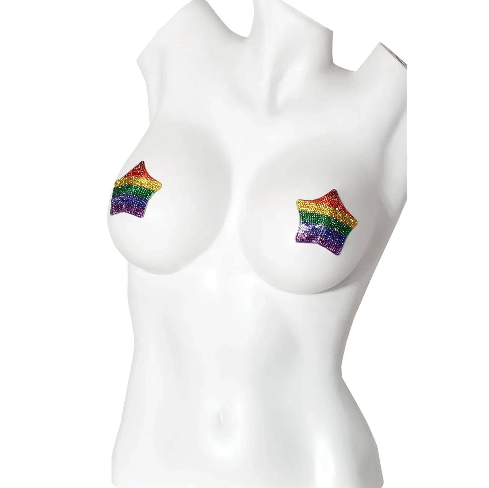 Rhinestone Rainbow Star Pasties w/Reusable Self-Adhesive Backing