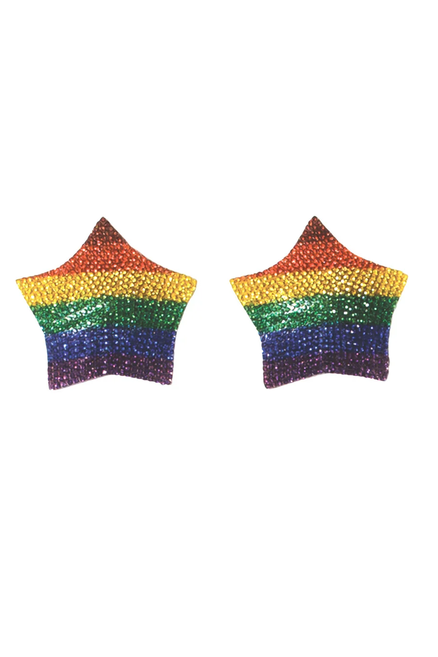 Rhinestone Rainbow Star Pasties w/Reusable Self-Adhesive Backing - Image 2