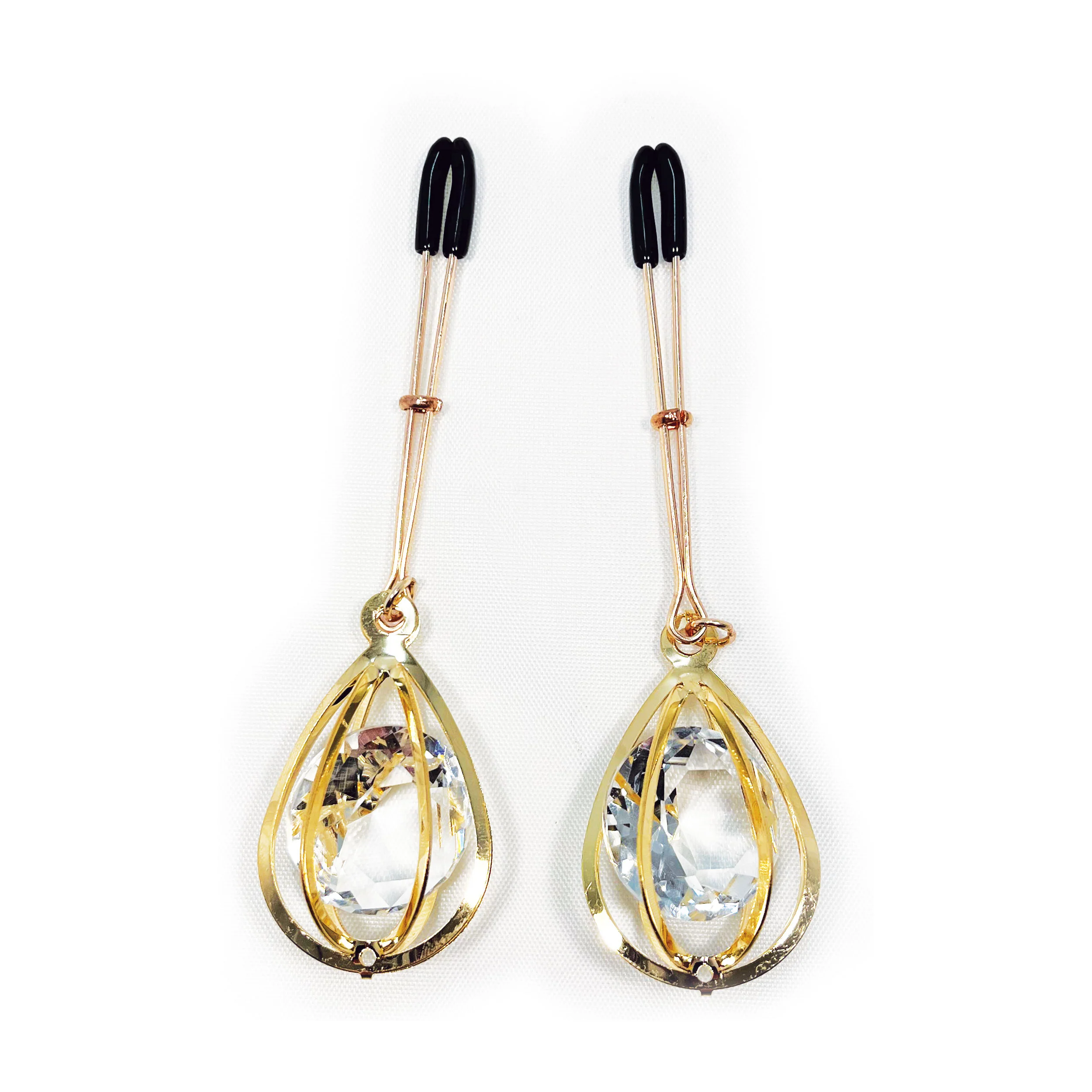 Rose Gold Crystal Drop Nipple Clips by Nipple Wear
