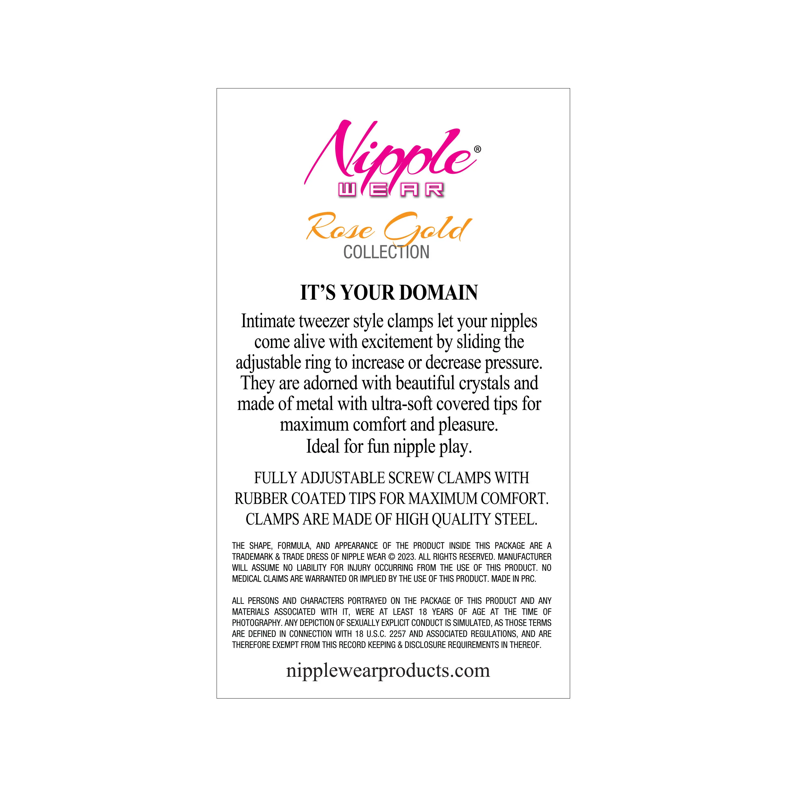 Rose Gold Crystal Drop Nipple Clips by Nipple Wear - Image 2