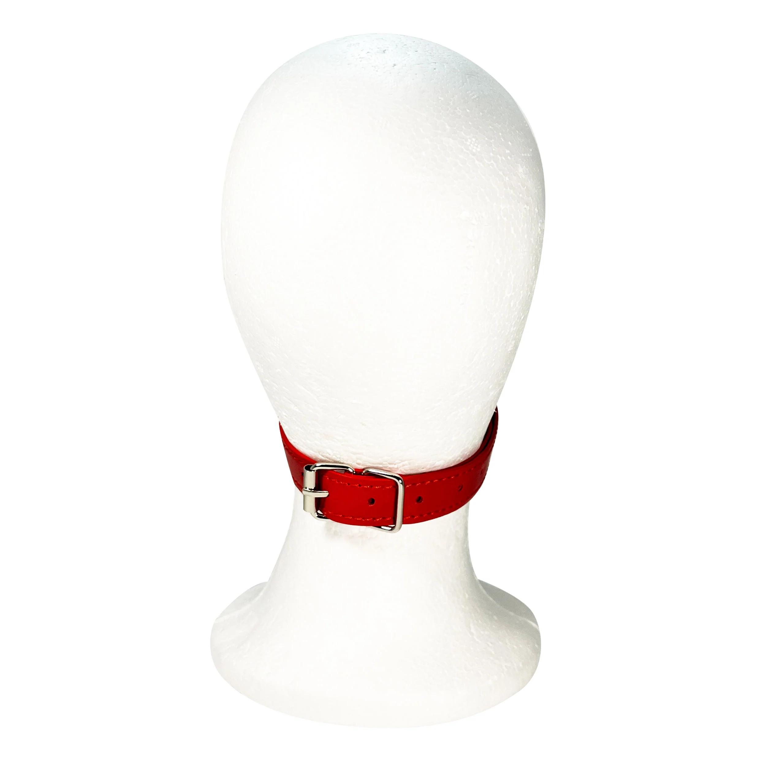 Rubber Ball Gag with Head and Chin Strap by Fetish Pleasure Play in Red - Image 4