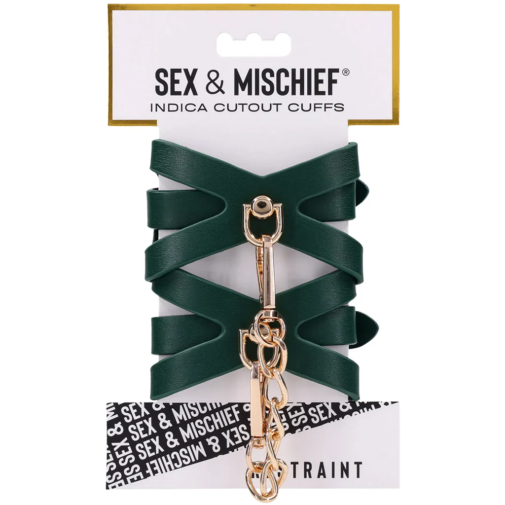 Sex & Mischief Indica Cutout Handcuffs in Emerald Green - Image 10