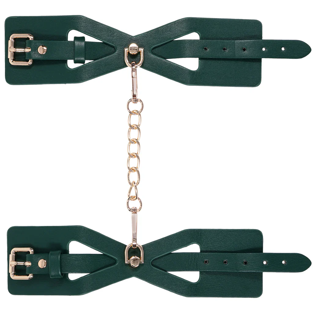 Sex & Mischief Indica Cutout Handcuffs in Emerald Green - Image 3