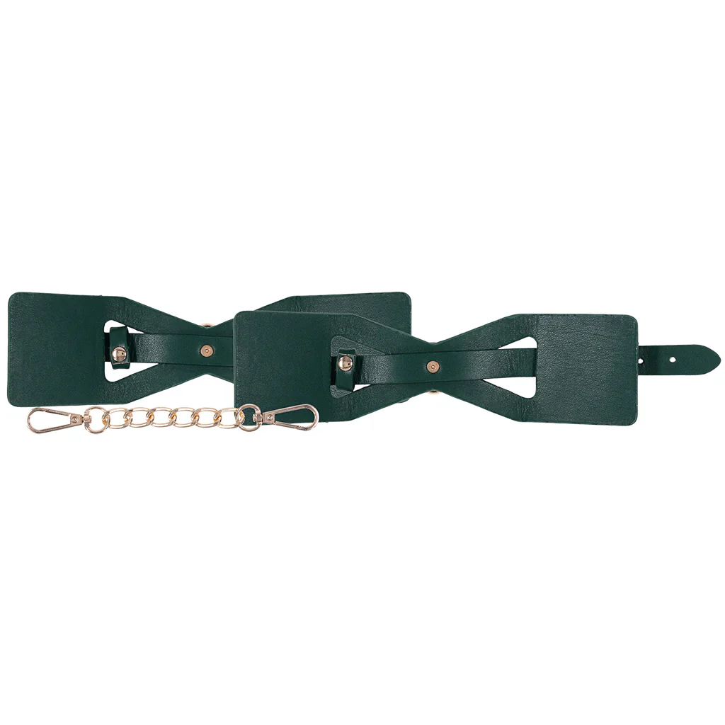 Sex & Mischief Indica Cutout Handcuffs in Emerald Green - Image 4