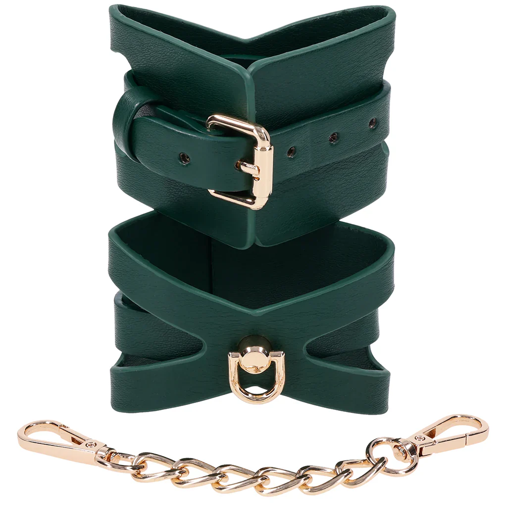 Sex & Mischief Indica Cutout Handcuffs in Emerald Green - Image 5