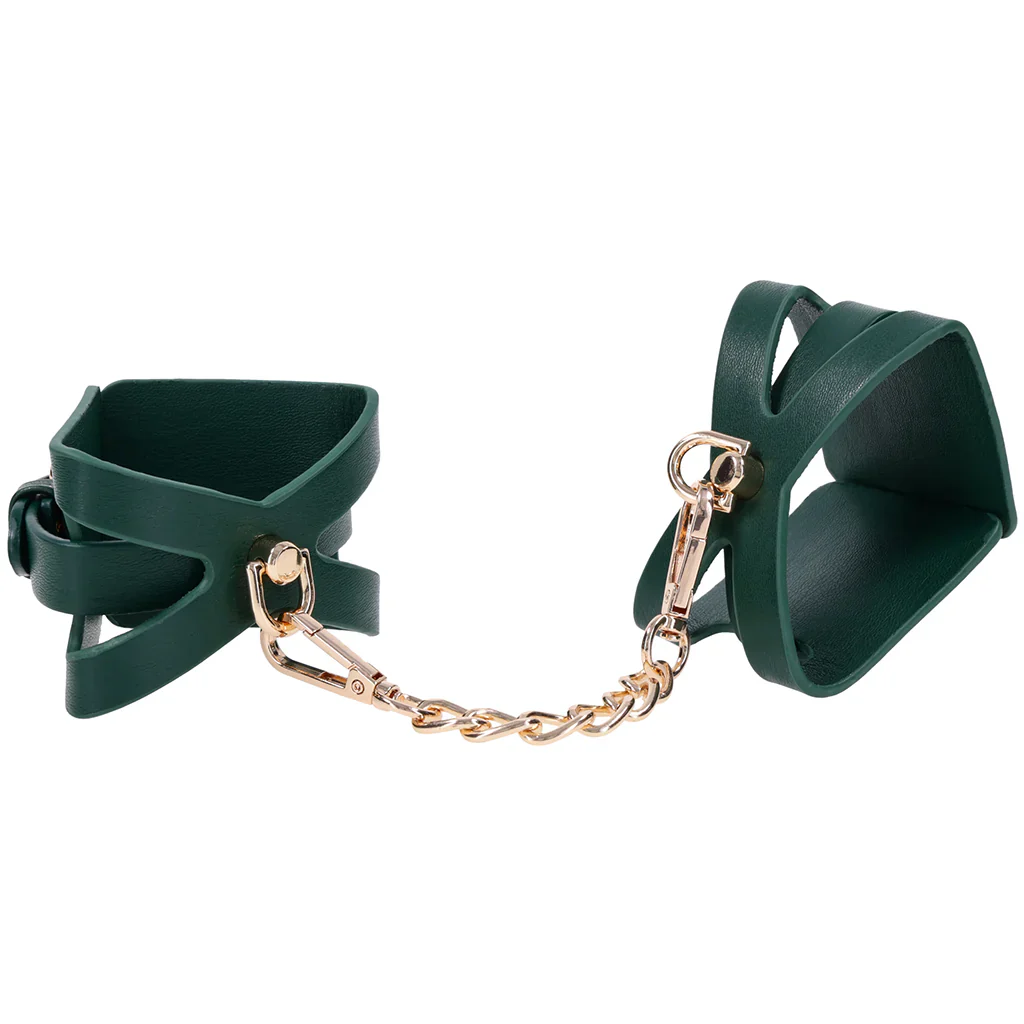 Sex & Mischief Indica Cutout Handcuffs in Emerald Green - Image 6