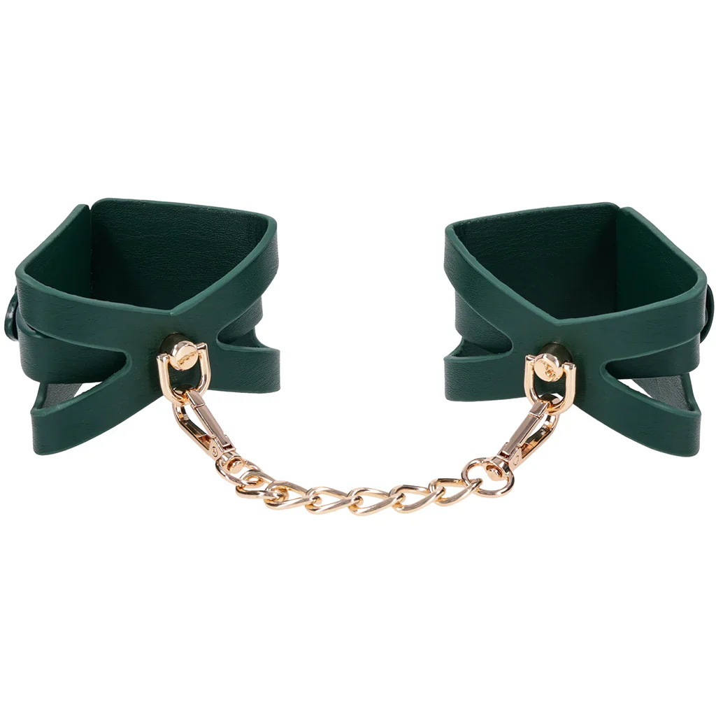 Sex & Mischief Indica Cutout Handcuffs in Emerald Green - Image 7