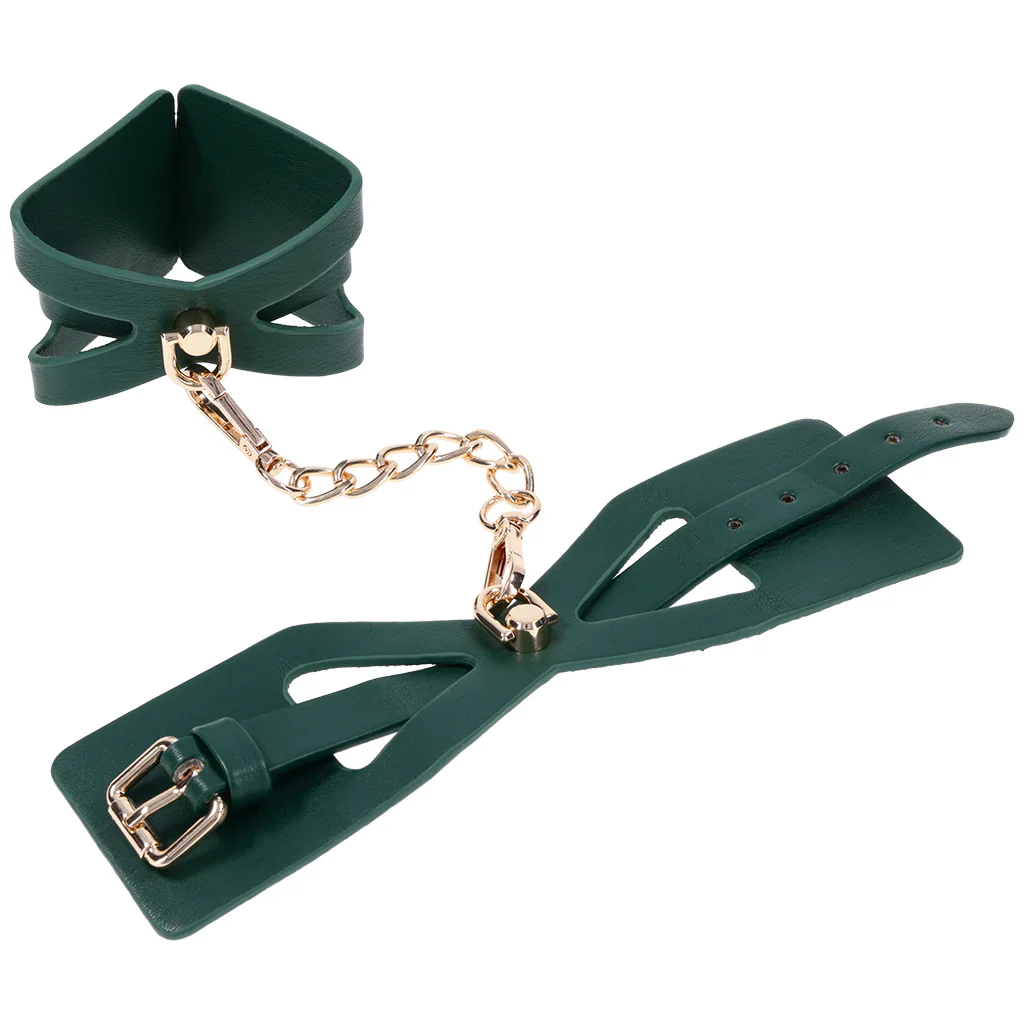 Sex & Mischief Indica Cutout Handcuffs in Emerald Green - Image 8
