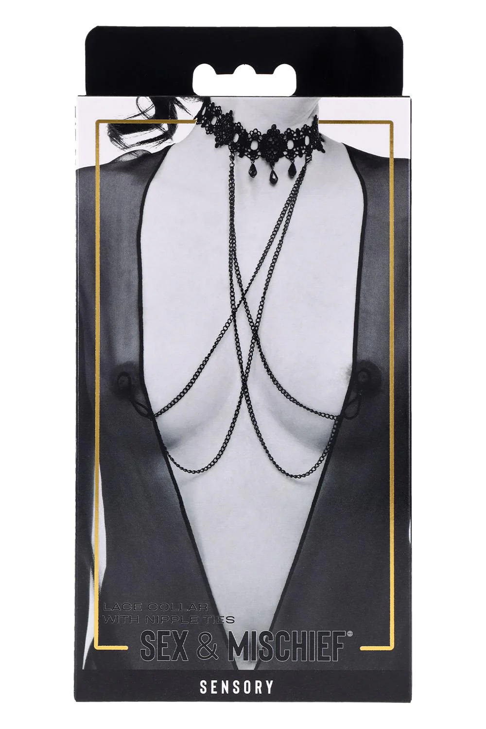 Sex & Mischief Lace Collar with Nipple Ties - Image 3