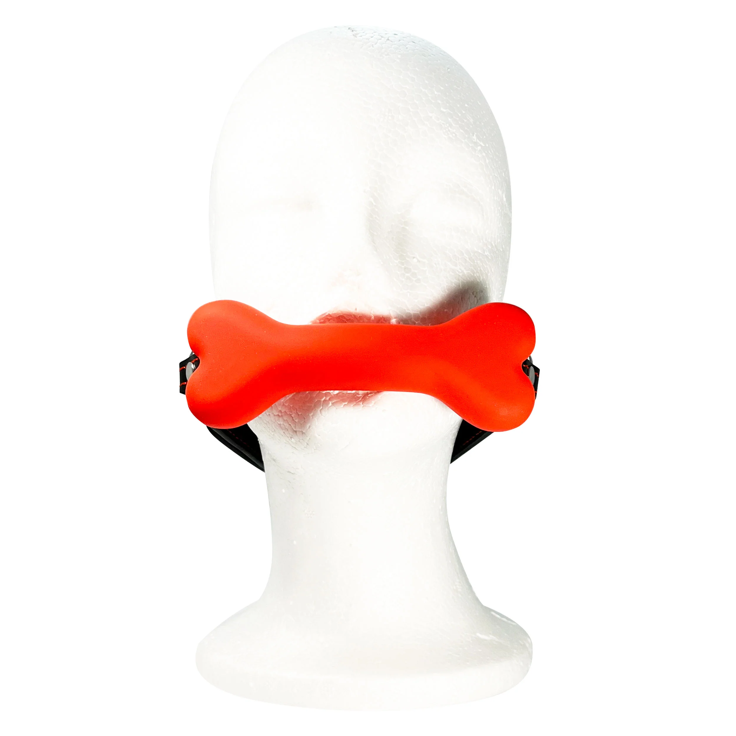 Silicone Bone Mouth Gag by Fetish Pleasure Play in Red - Image 3