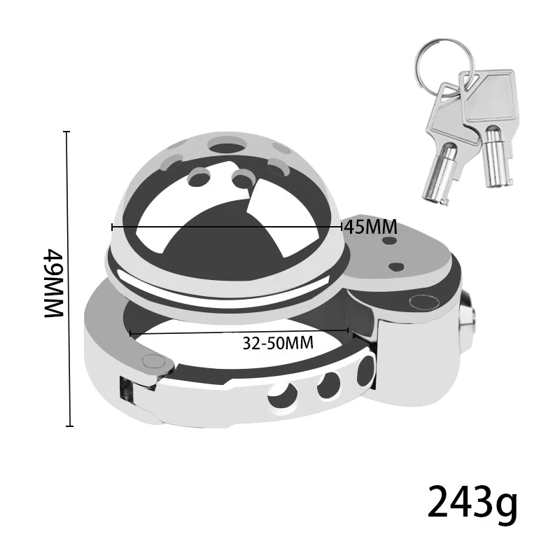 Silver Helmet Adjustable Flat Pack Chastity Cage by Metal Pleasure Play - Image 3