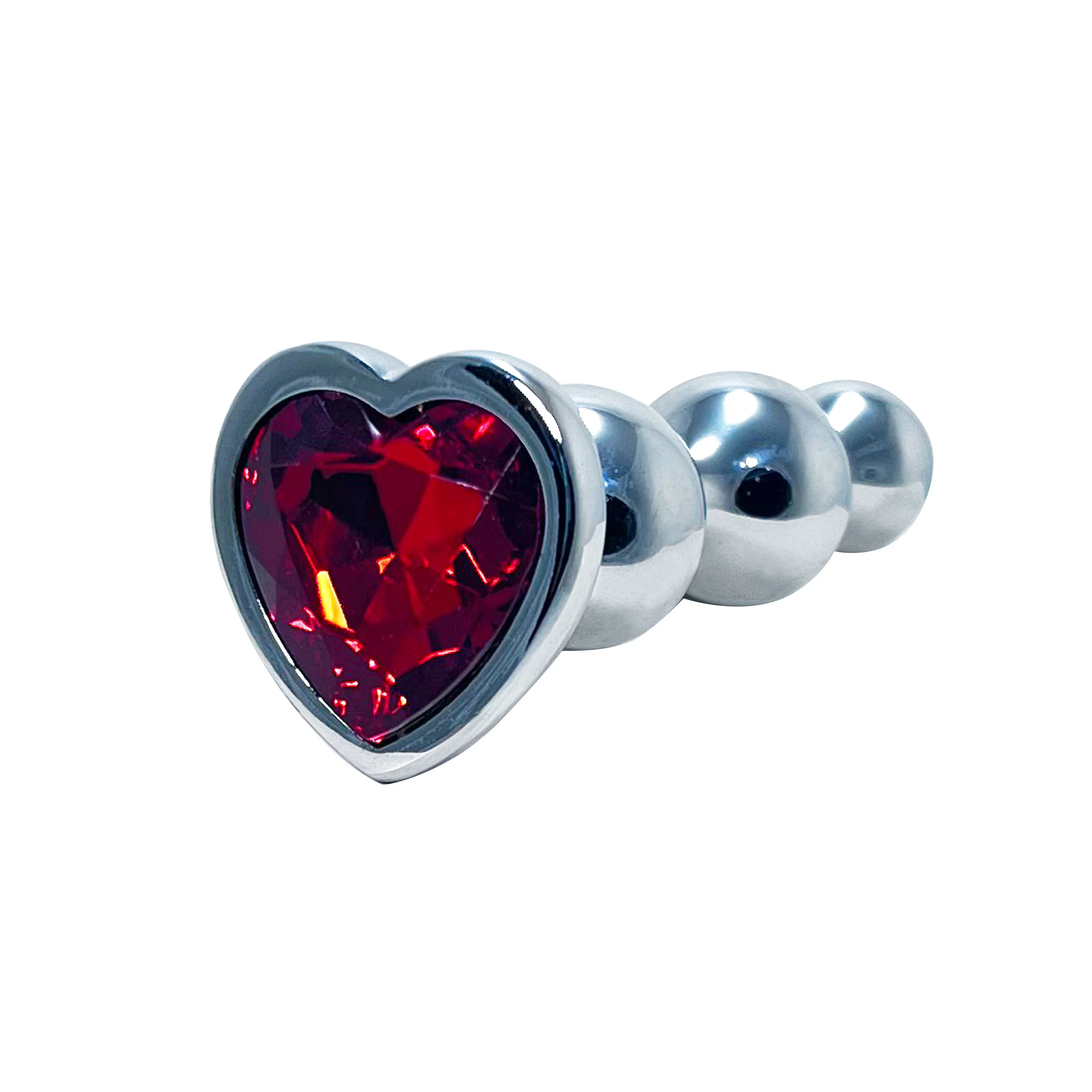 Silver Jeweled and Beaded Small Butt Plug by Fetish Pleasure Play in Red