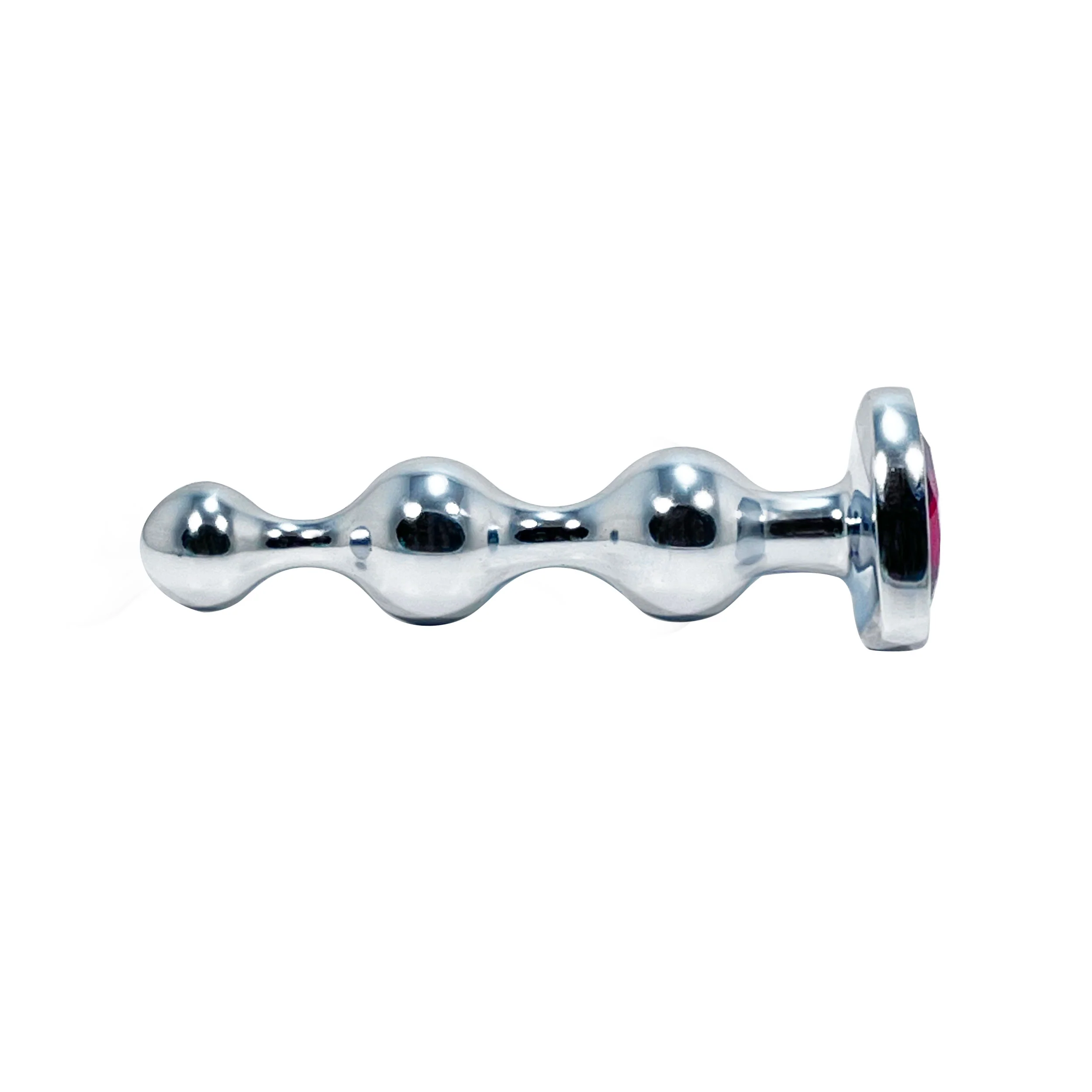 Silver Jeweled and Beaded Small Butt Plug by Fetish Pleasure Play in Red - Image 2