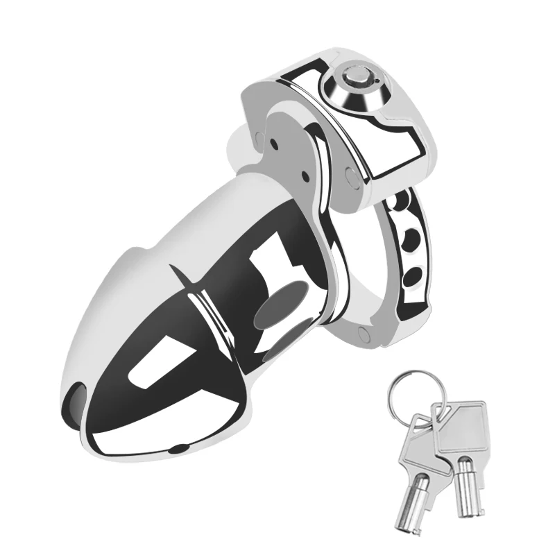 Silver Knight Adjustable Ring Metal Chastity Cage Cock Cage 2.95" by Metal Pleasure Play
