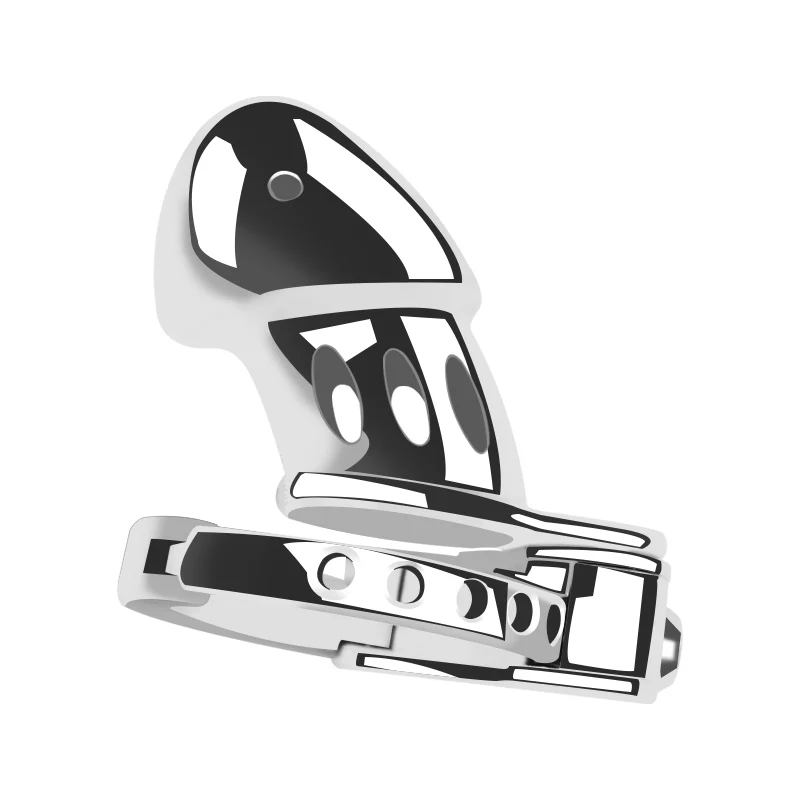 Silver Knight Adjustable Ring Metal Chastity Cage Cock Cage 2.95" by Metal Pleasure Play - Image 4