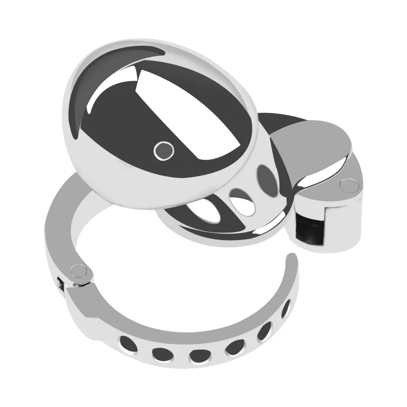 Silver Knight Adjustable Ring Metal Chastity Cage Cock Cage 2.95" by Metal Pleasure Play - Image 6