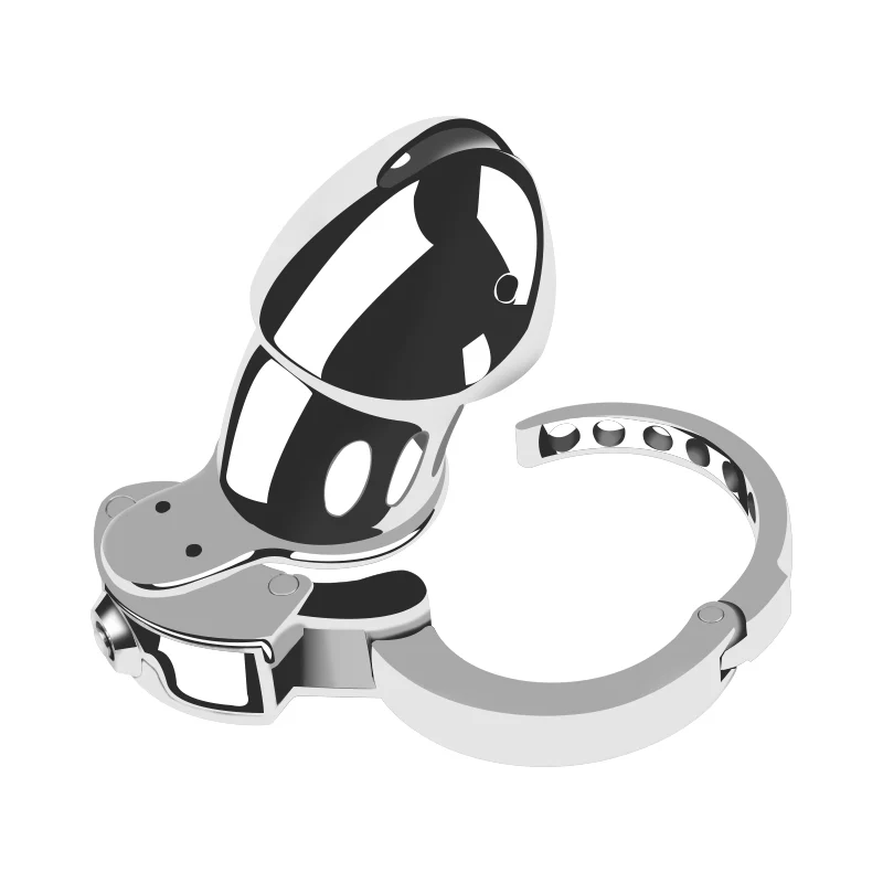 Silver Knight Adjustable Ring Metal Chastity Cage Cock Cage 2.95" by Metal Pleasure Play - Image 9