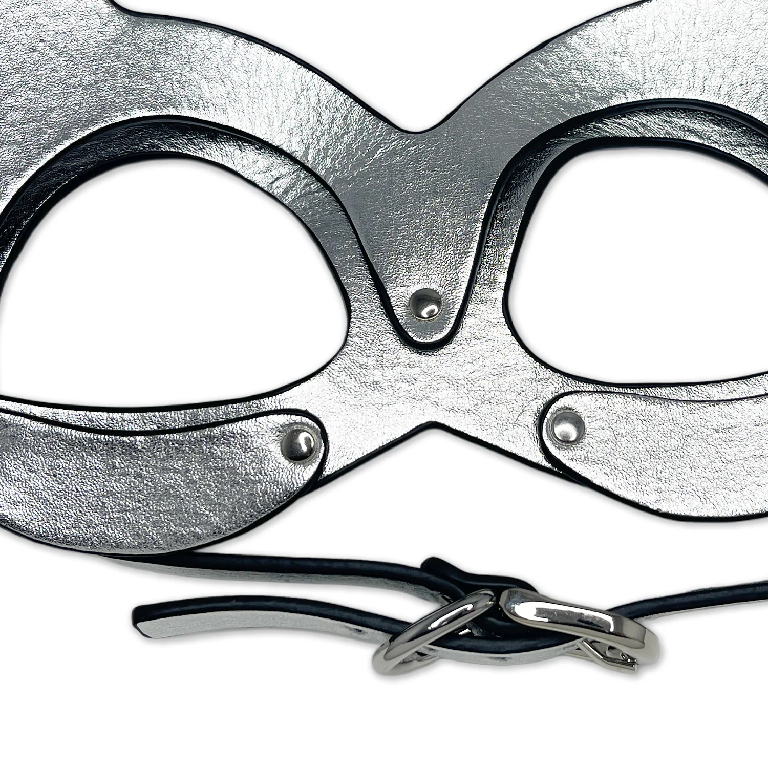 Silver Pussy Cat Mask in Vegan Leather by Fetish Pleasure Play - Image 3