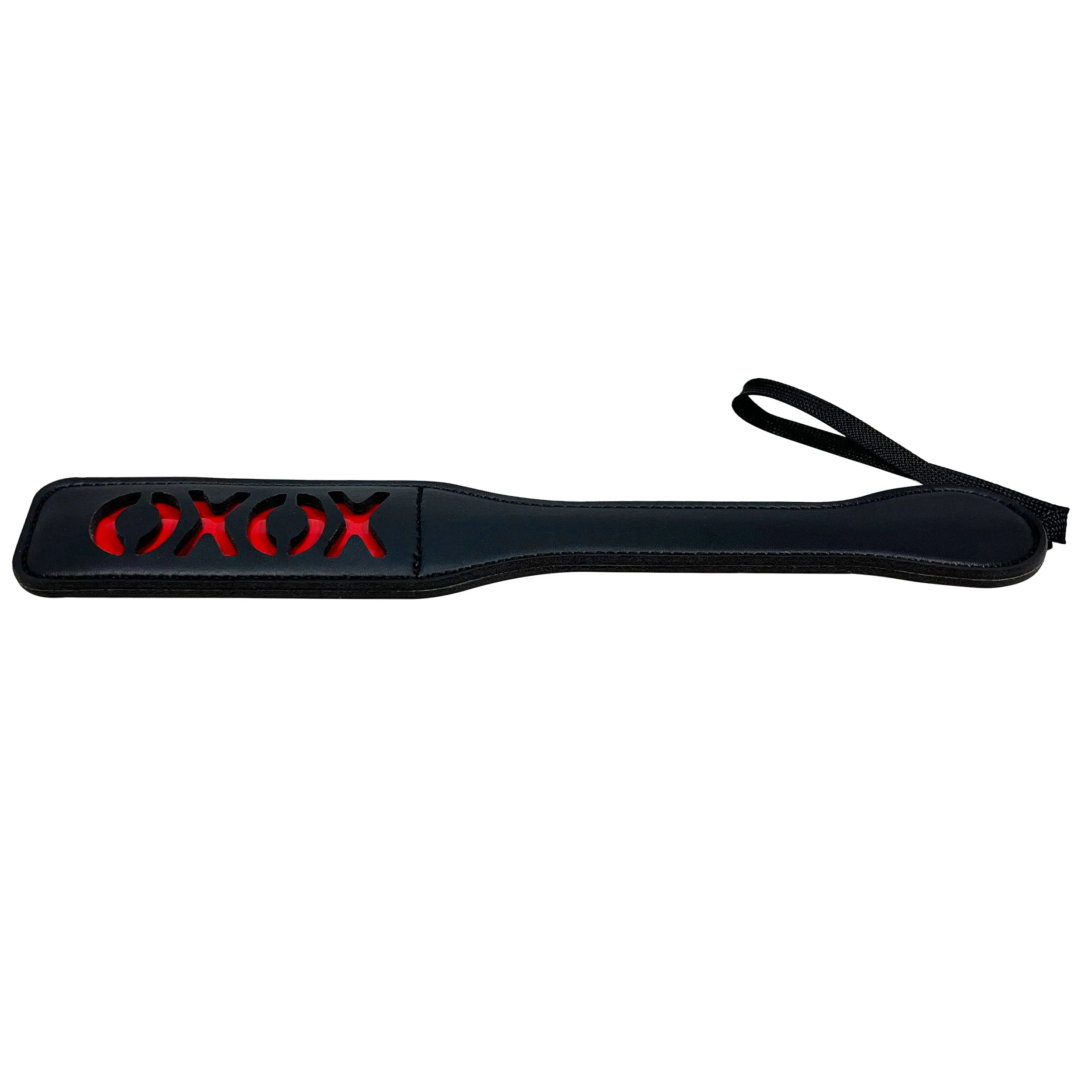 Slapper Paddle with XOXO Cutouts by Fetish Pleasure Play in Black - Image 2