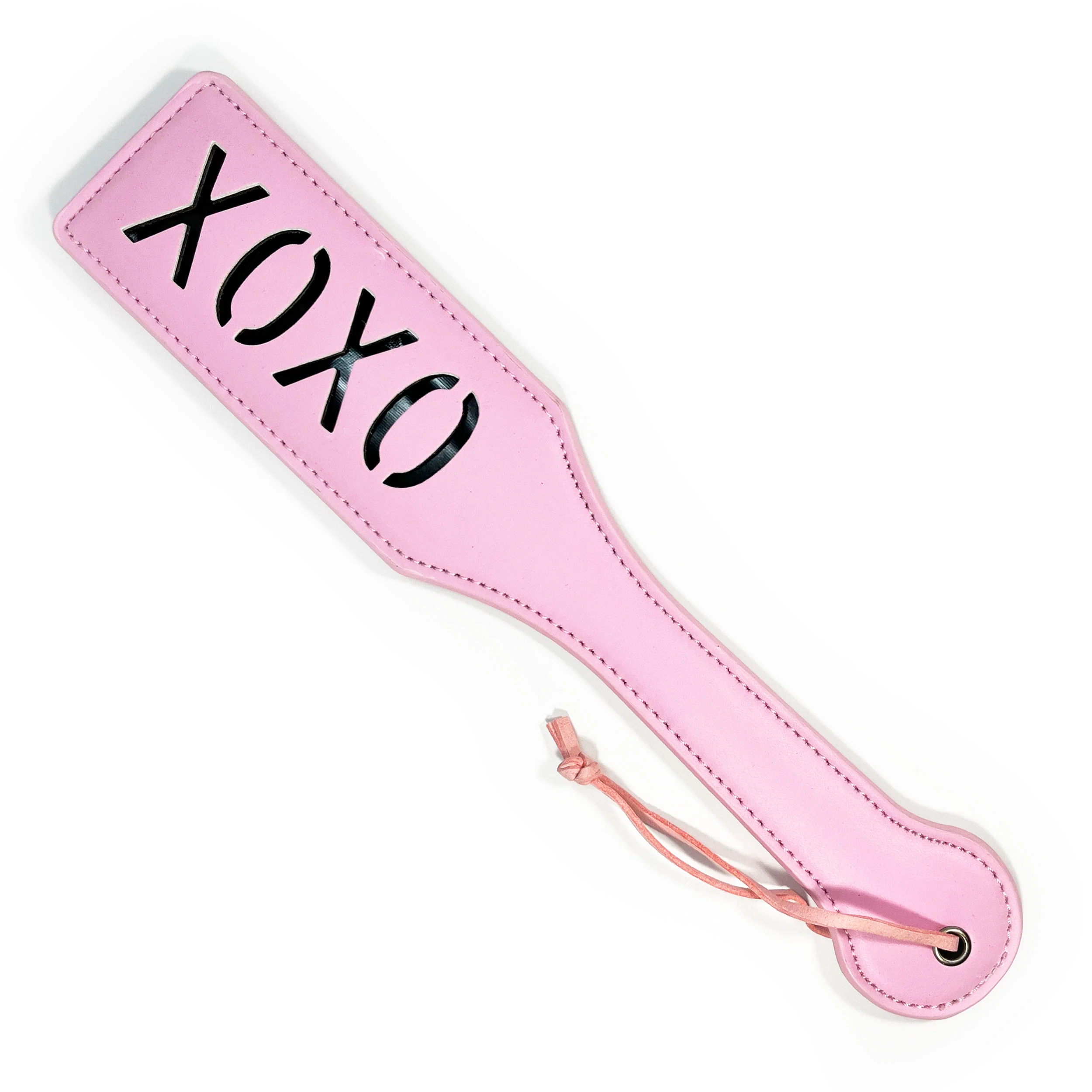 Slapper Paddle with XOXO Cutouts by Fetish Pleasure Play in Pink - Image 2