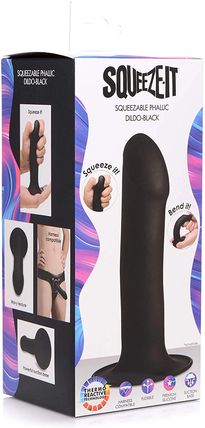 Squeezable Phallic Dildo - Black - Image 7