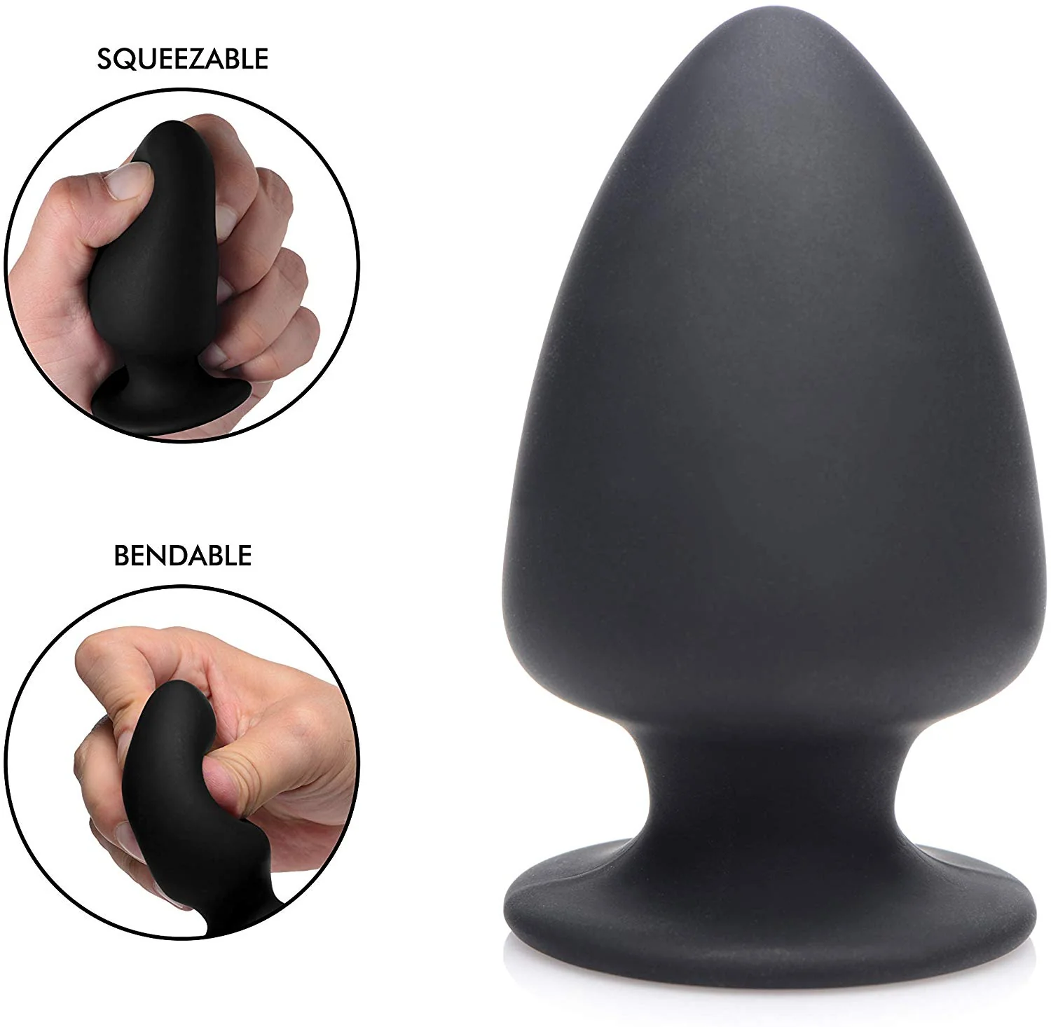 Squeezable Small Anal Plug - Black - Image 4
