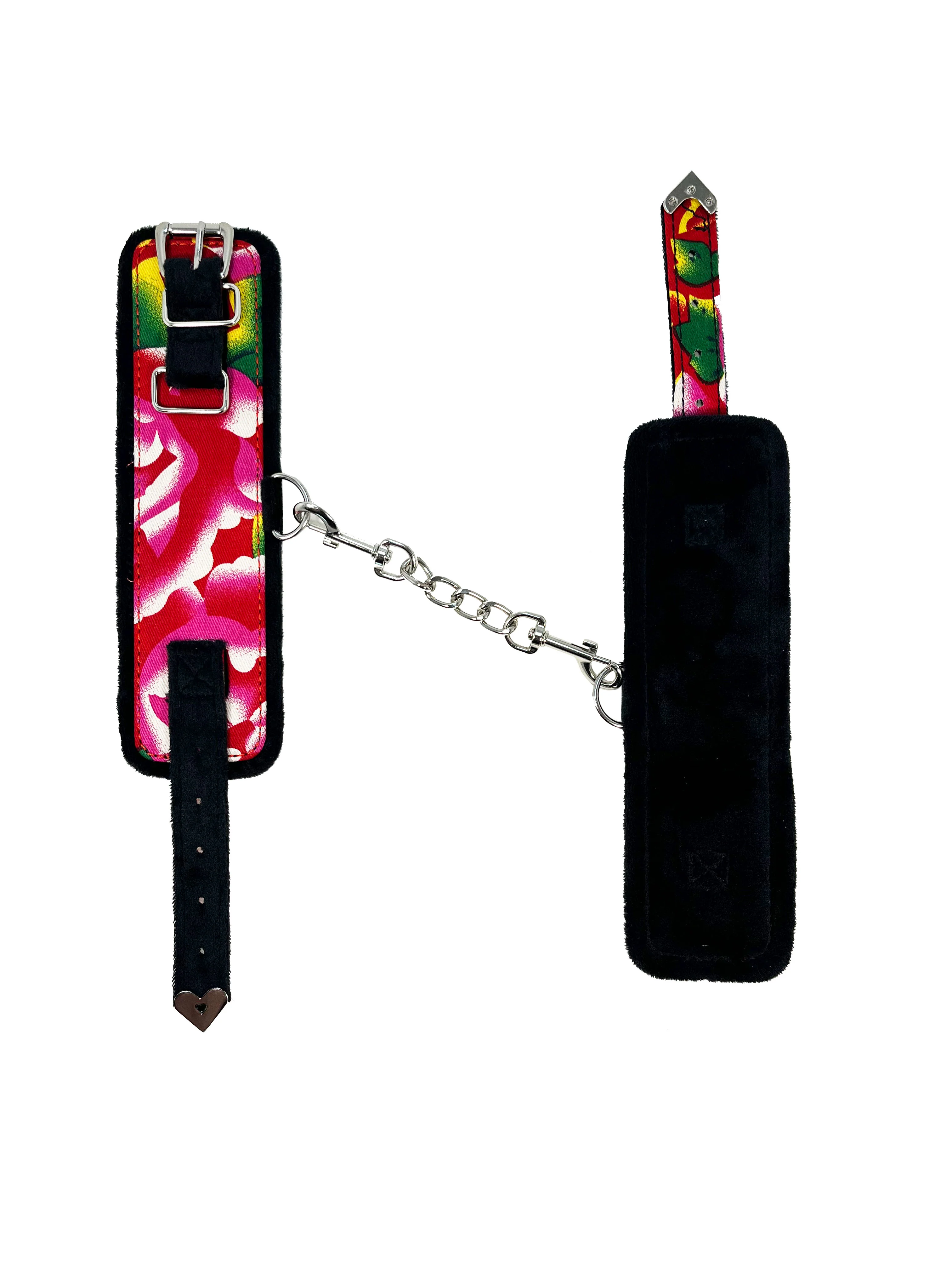 Super Soft Floral Fabric Wrist Cuffs by Fetish Pleasure Play - Image 2